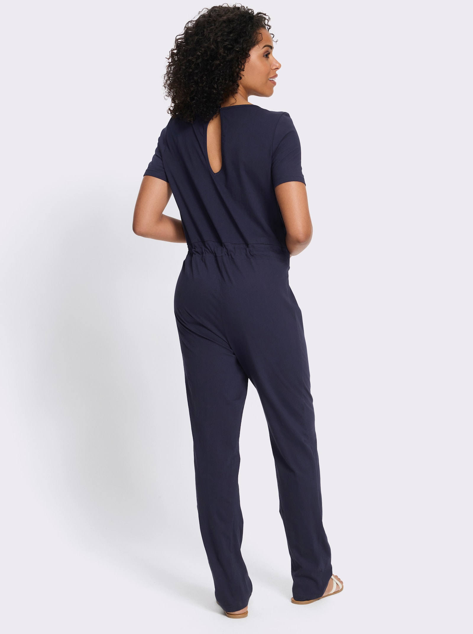 Jumpsuit mit Tunnelzug in der Taille - marine