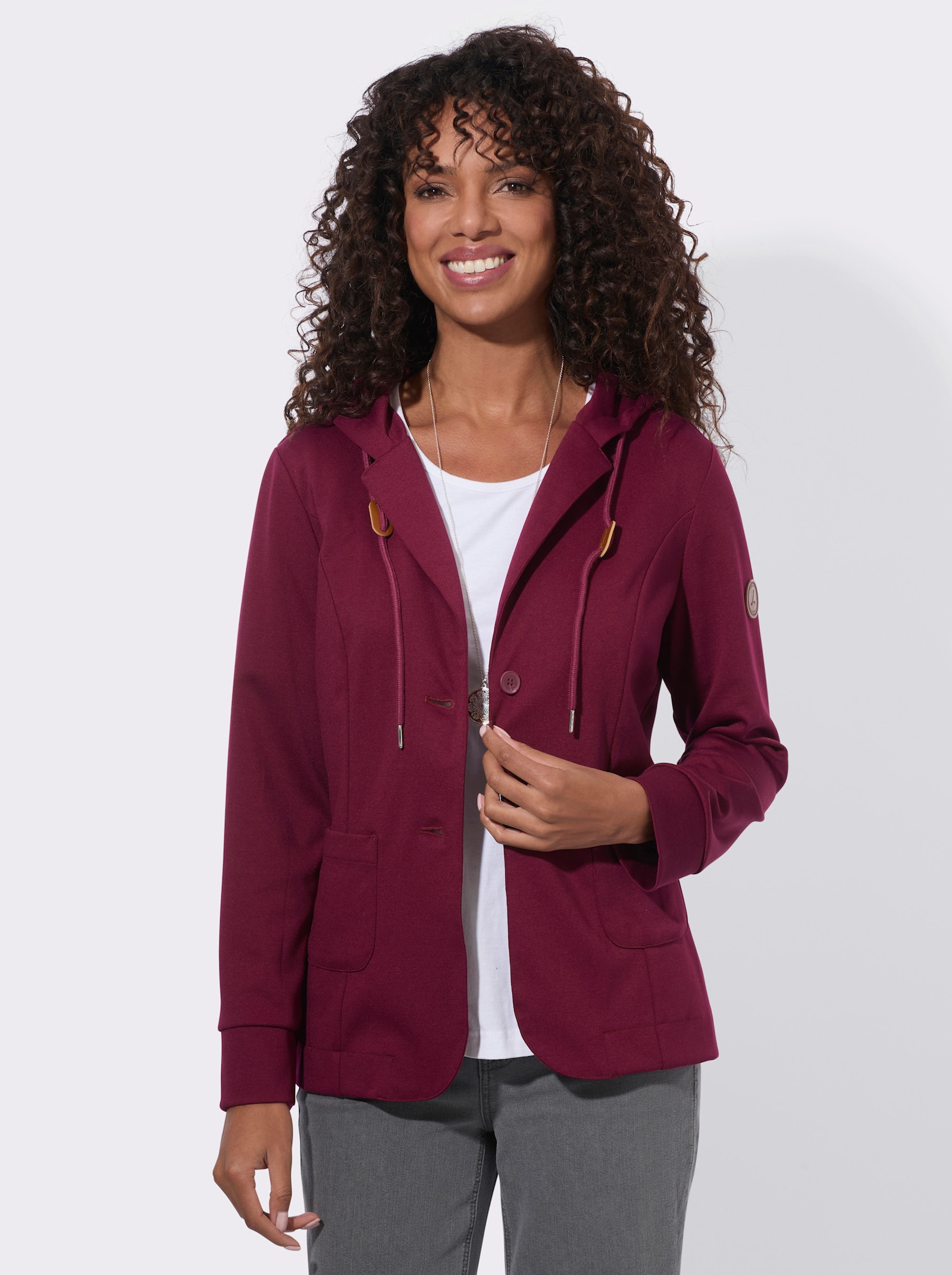 Shirtjacke mit Reverskragen - bordeaux