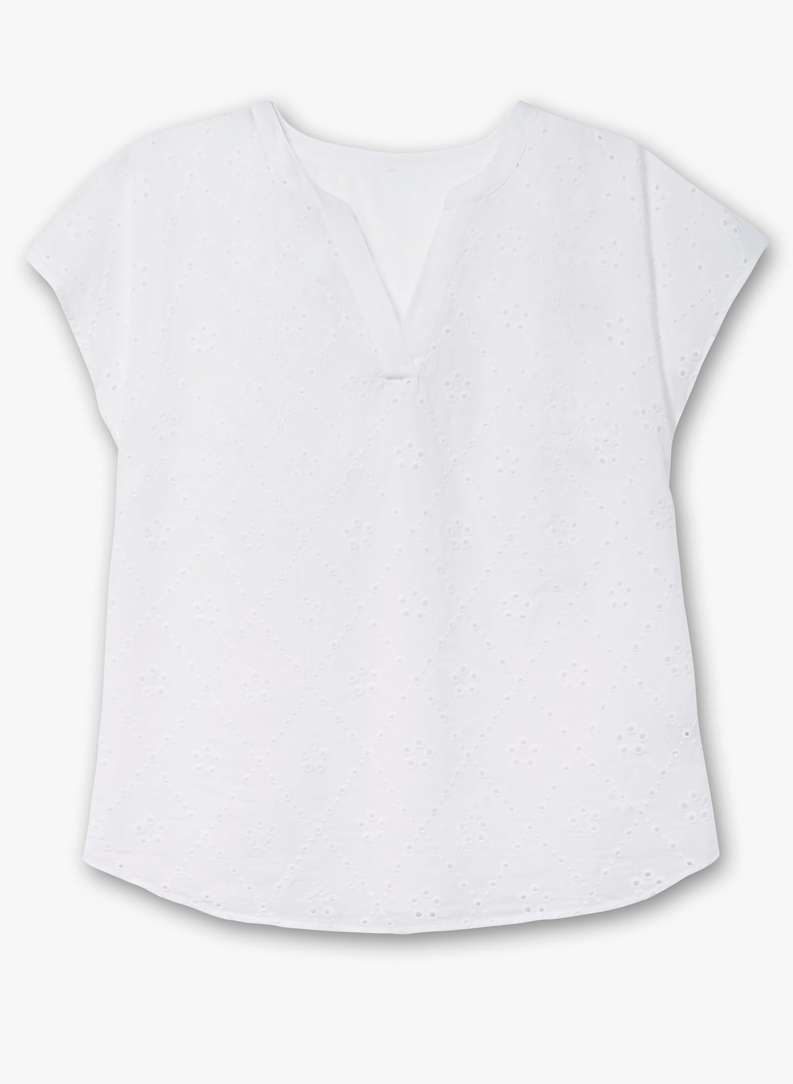 Schlupfbluse mit Lochstickerei - weiß