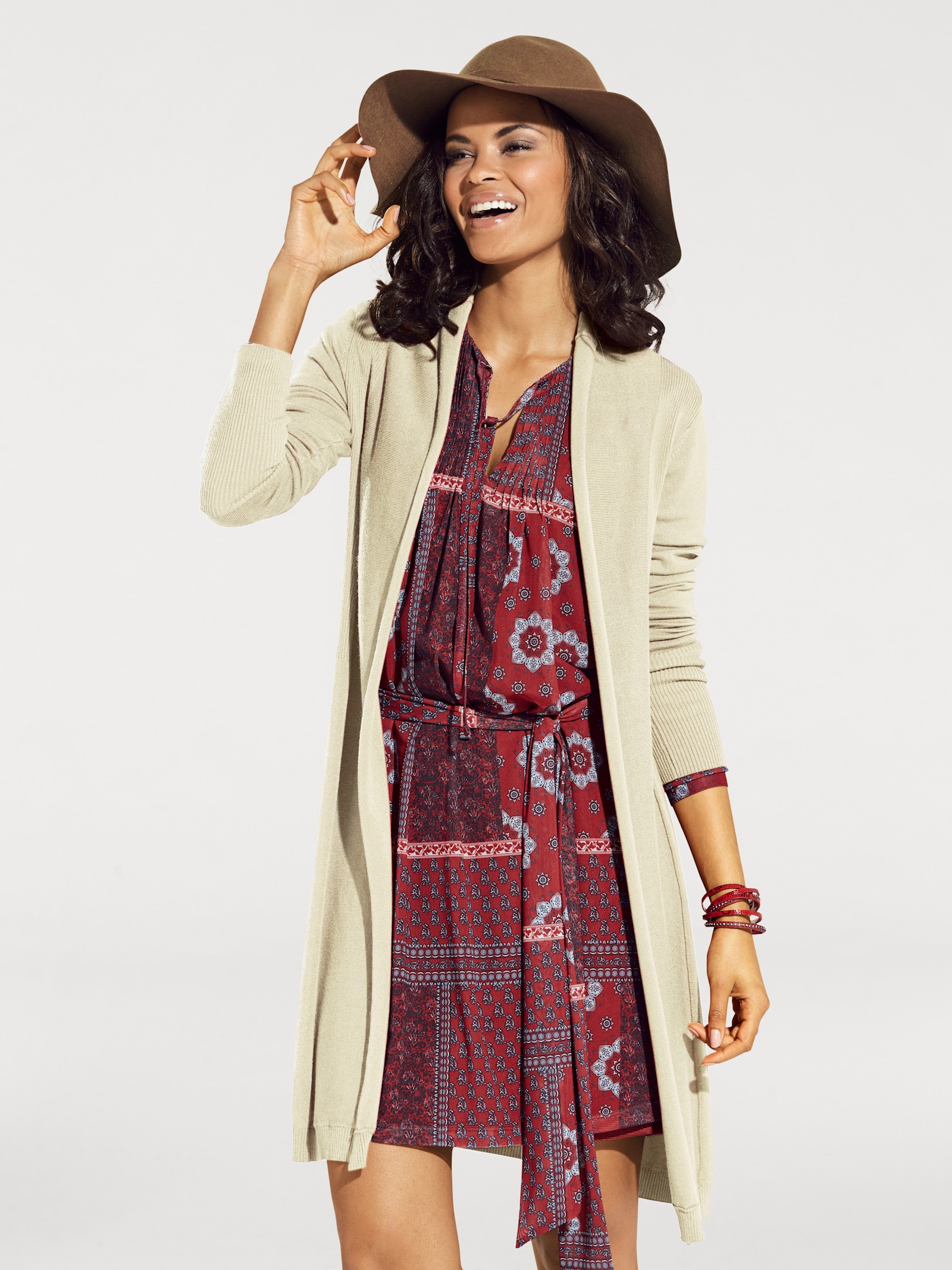 heine Longstrickjacke in geschmeidigem Feinstrick - ecru