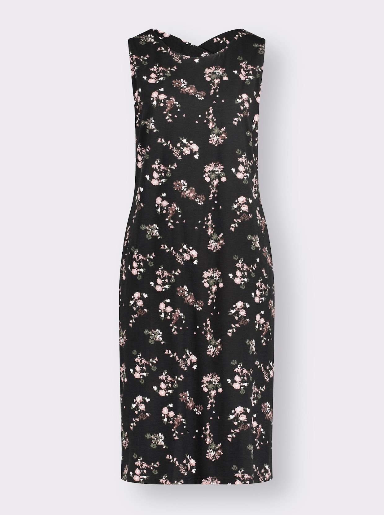 Jerseykleid - schwarz-rosenquarz-bedruckt
