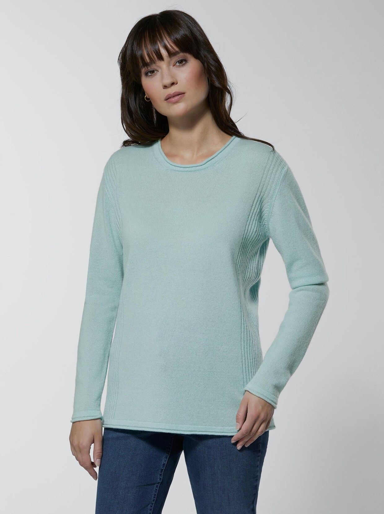 Creation L Premium Kaschmir-Pullover - aqua-meliert