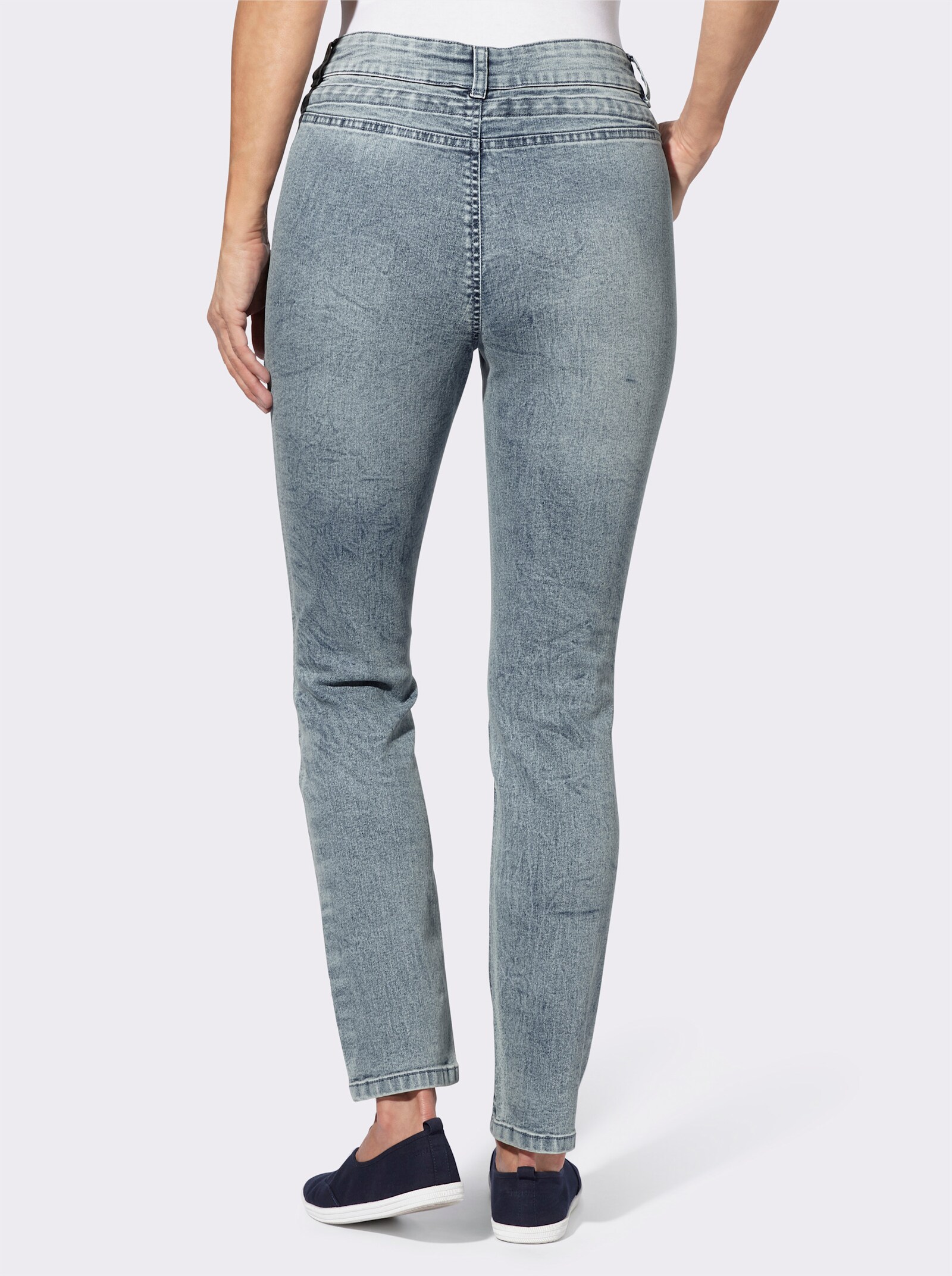 Jeans mit Tunnelzug und Bindeband - blue-bleached