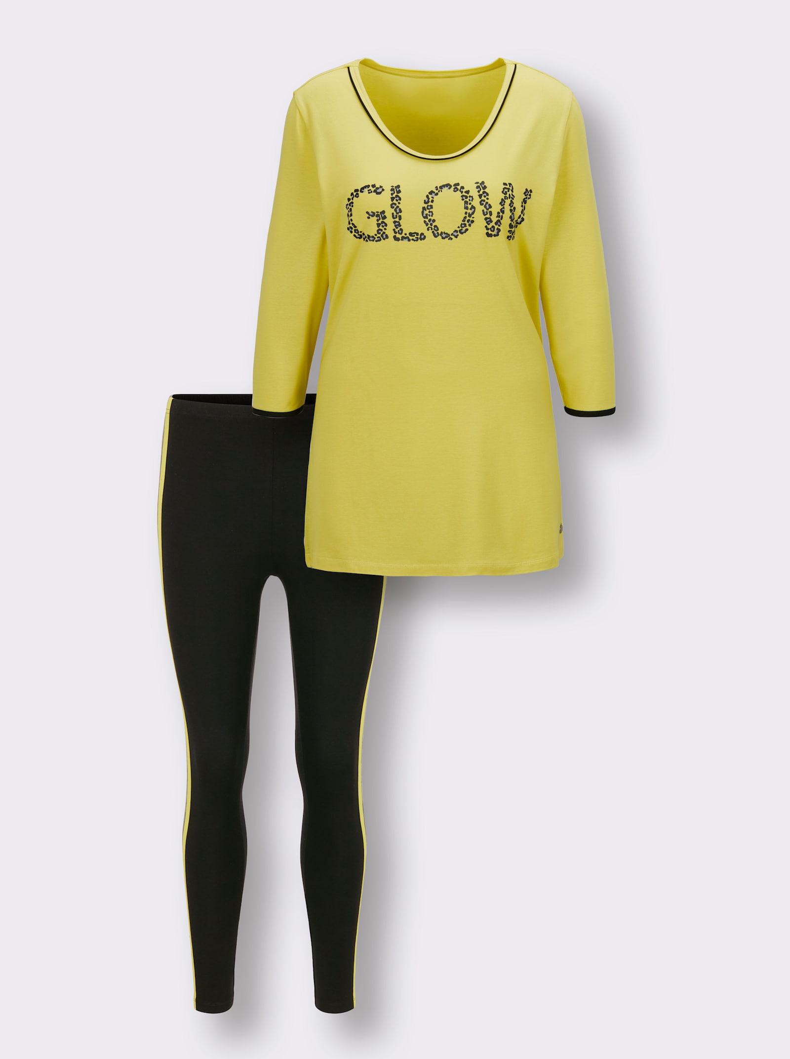 CREATION L PREMIUM Hausanzug in Lyocell-Qualität von Lenzing - limone-schwarz