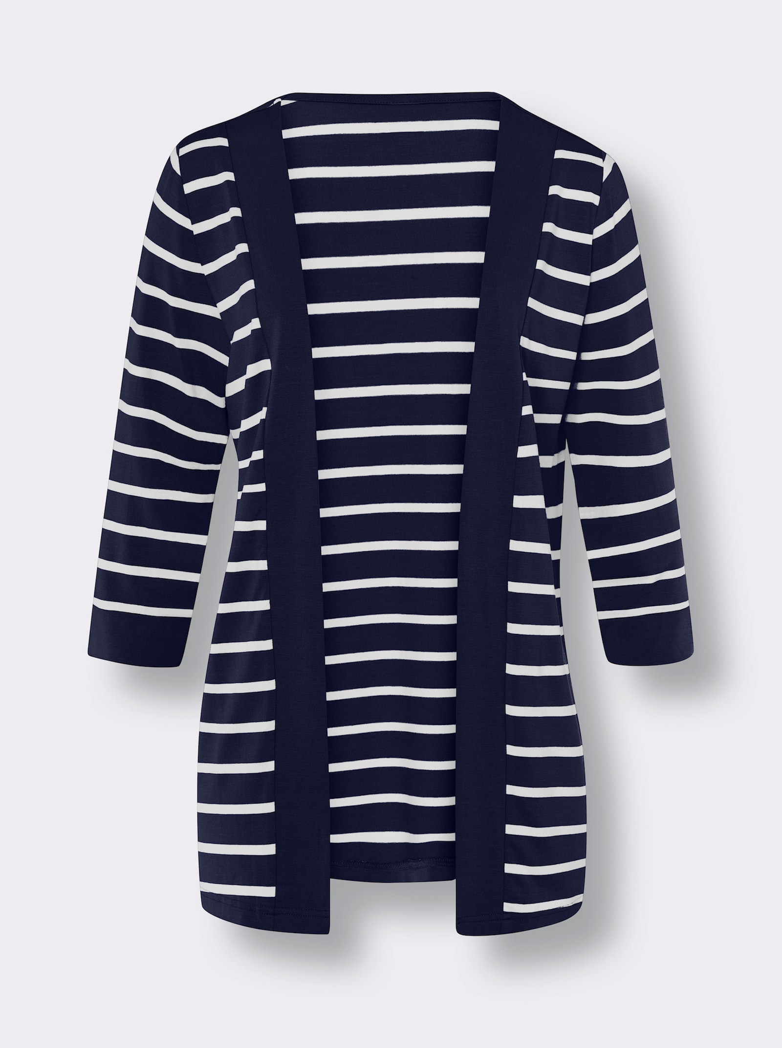 Shirtjacke im garngefärbten Streifenmuster - marine-weiß-gestreift