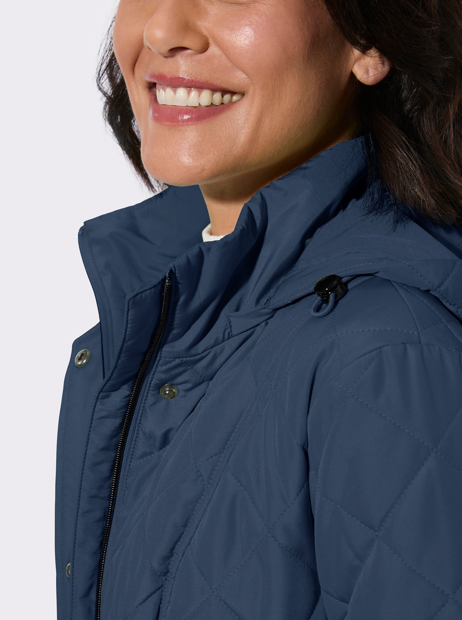 Steppjacke mit Druckknopf-Taschen - dunkelblau