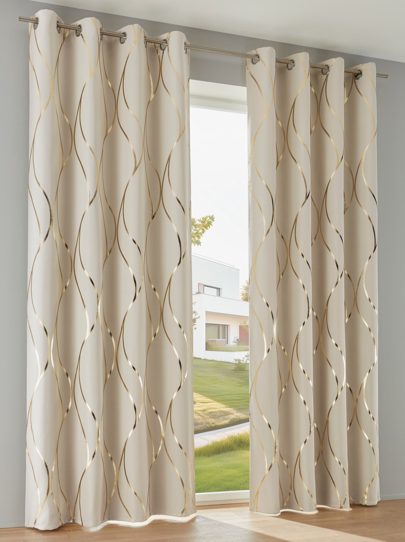 heine home Verdunklungsschal - beige-goldfarben
