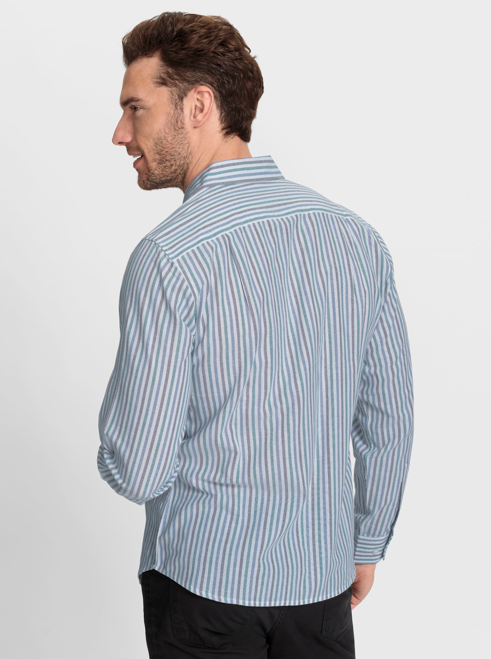 Catamaran Overhemd met lange mouwen en streeppatroon, in het garen geverfd - wit gestreept