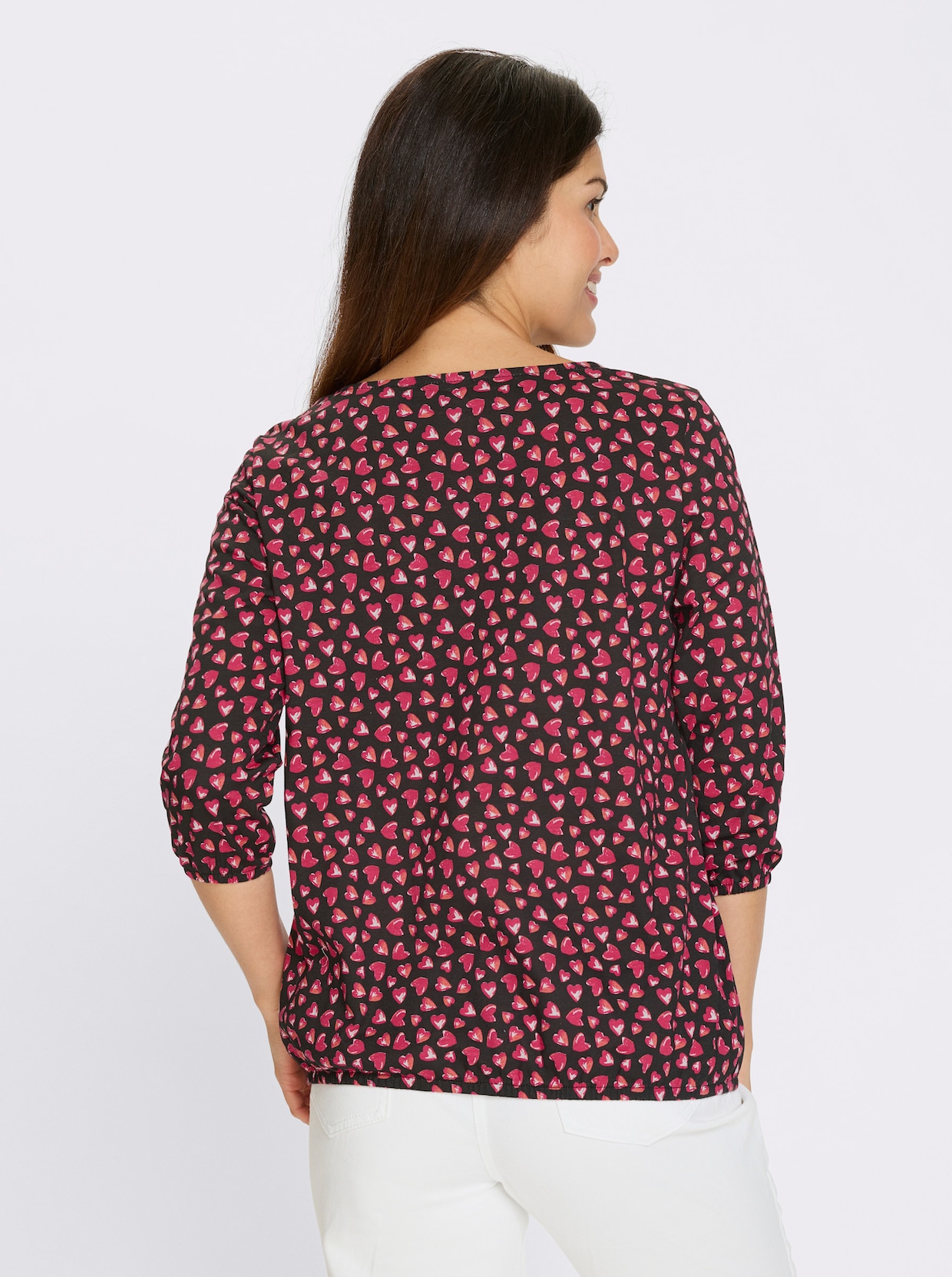 3/4-Arm-Shirt - schwarz-pink-bedruckt