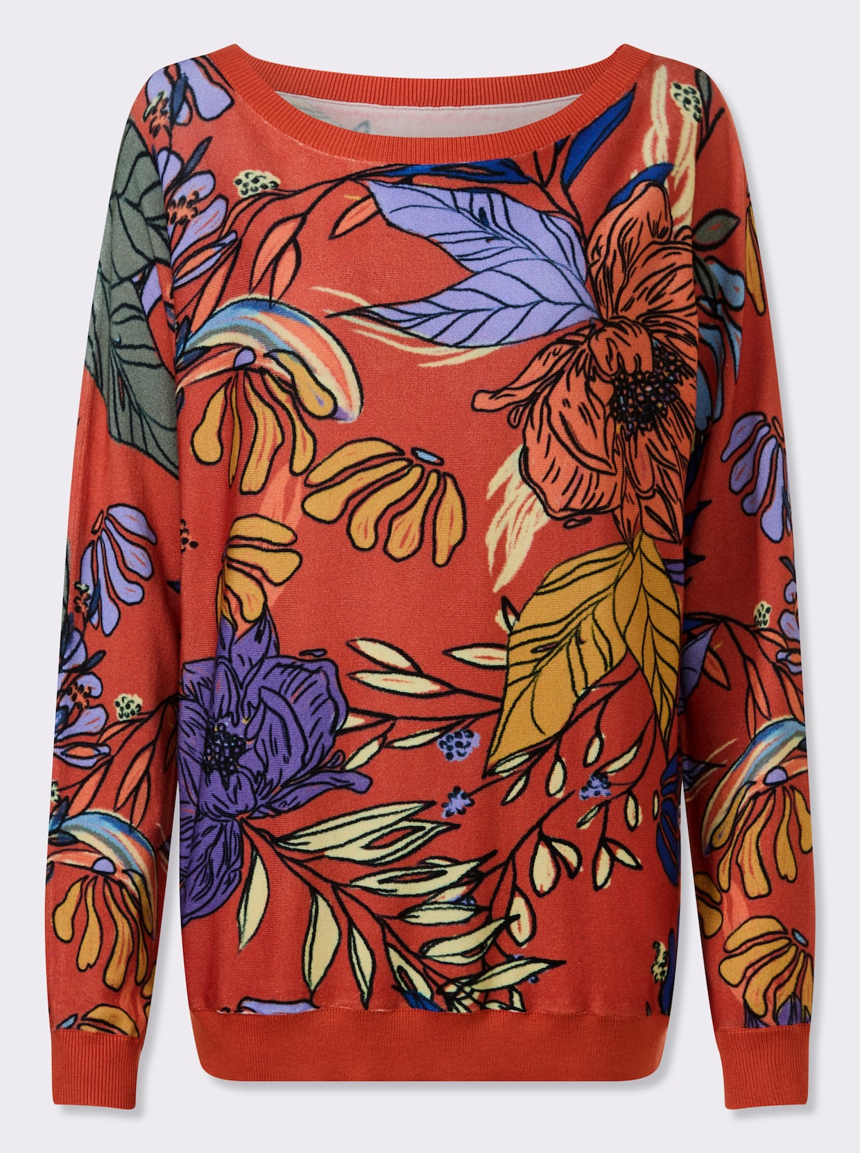 heine Druck-Pullover - terra-lavendel-bedruckt