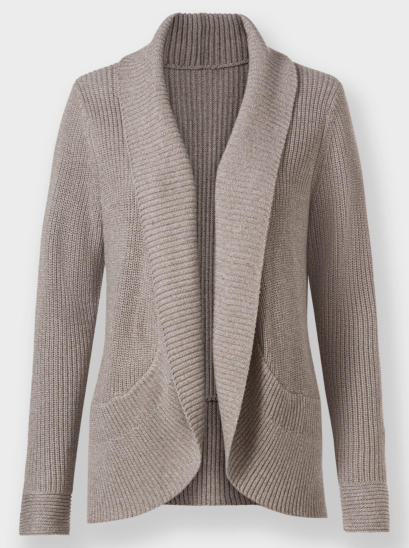Strickjacke mit Schalkragen - taupe-meliert