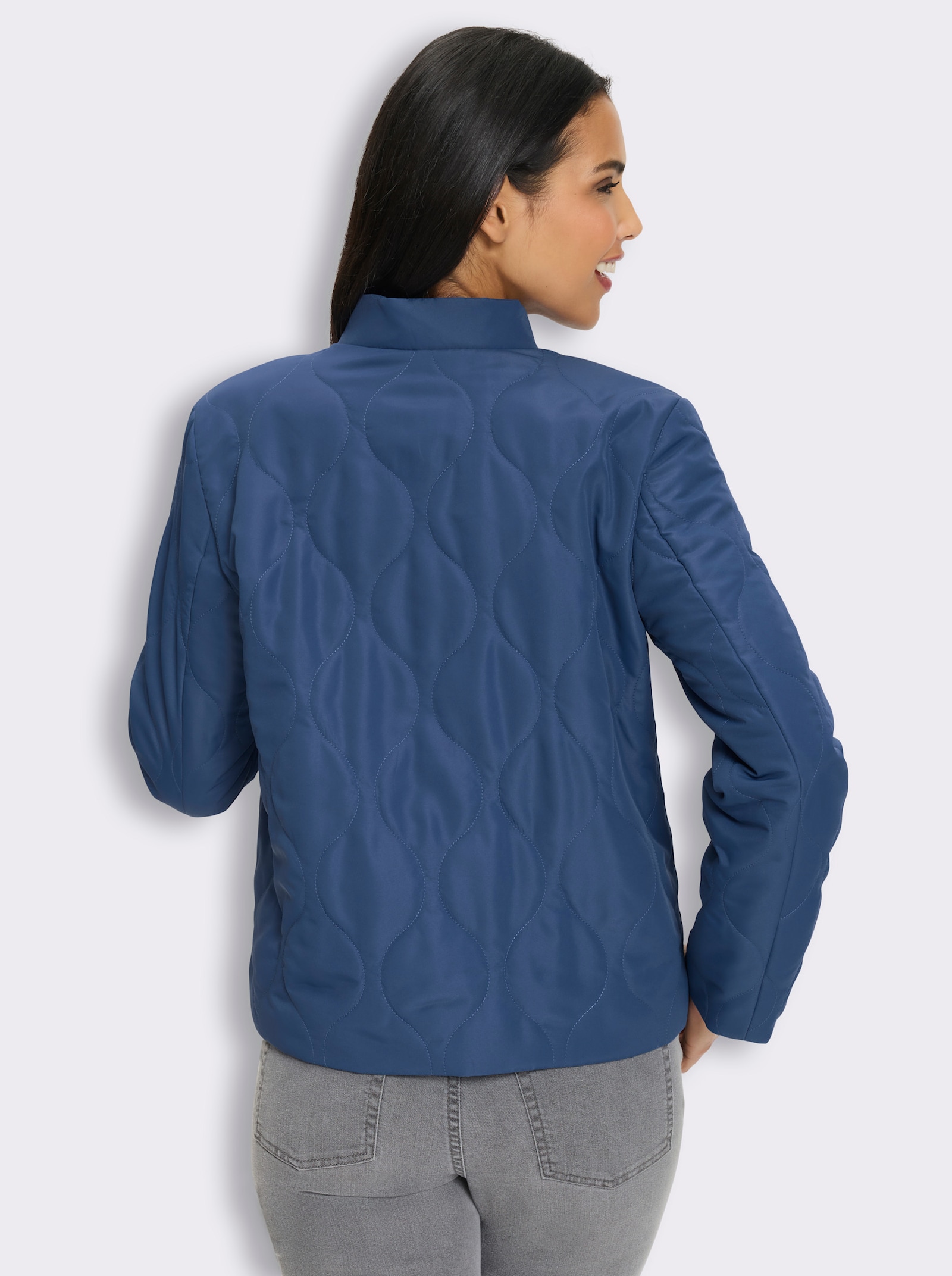 Steppjacke mit Baseball-Kragen - jeansblau