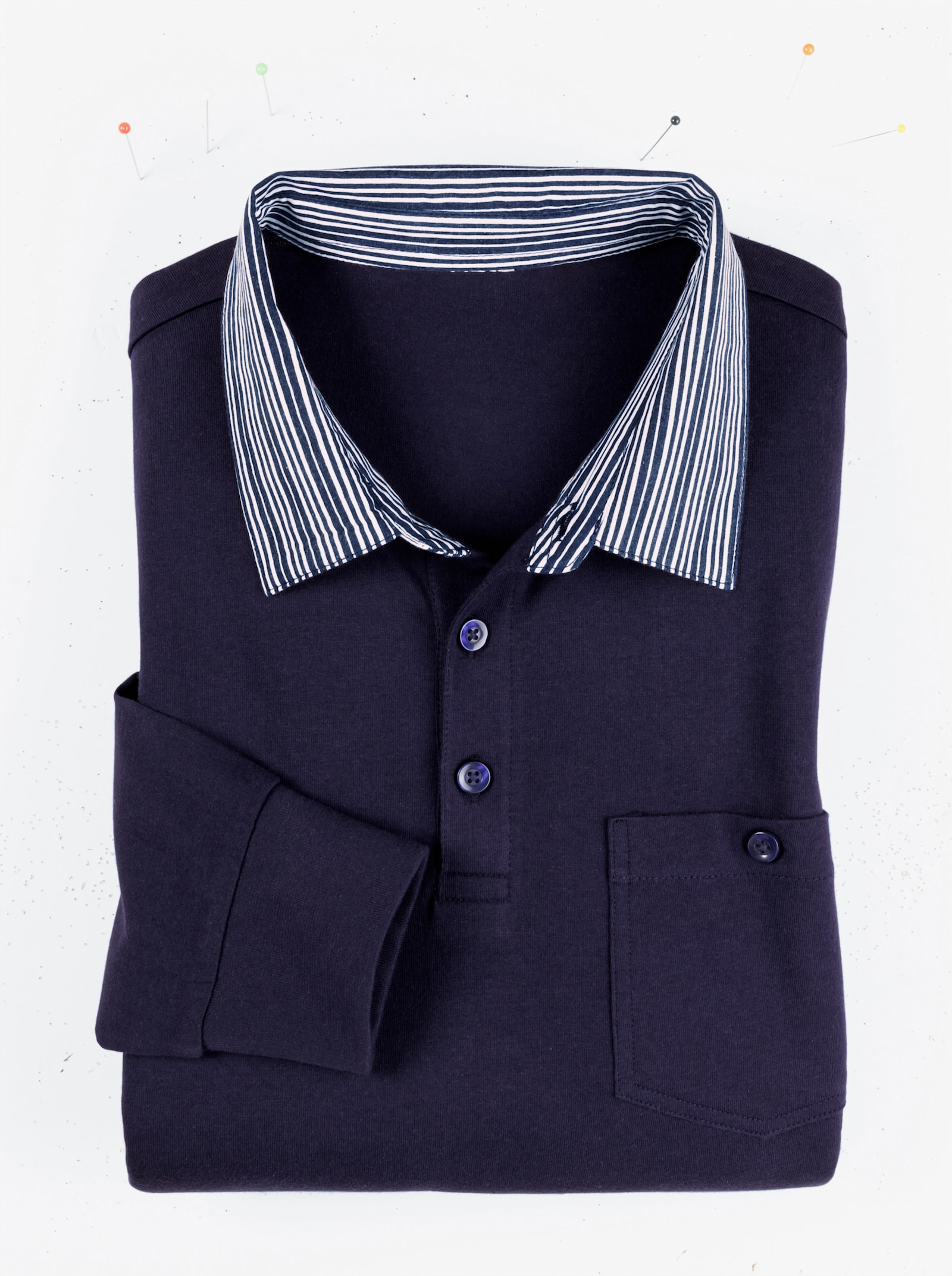 Langarm-Poloshirt - marine