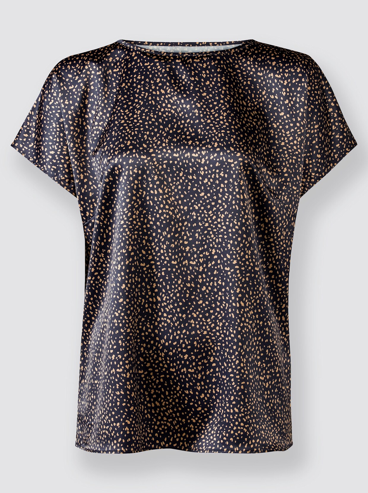 Bluse - marine-camel-bedruckt