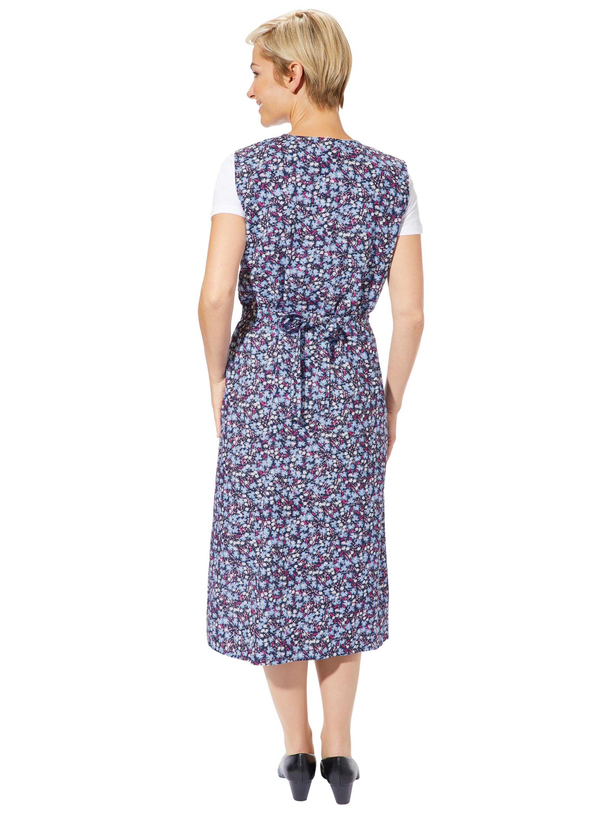 Wickelschürze - blau-geblümt