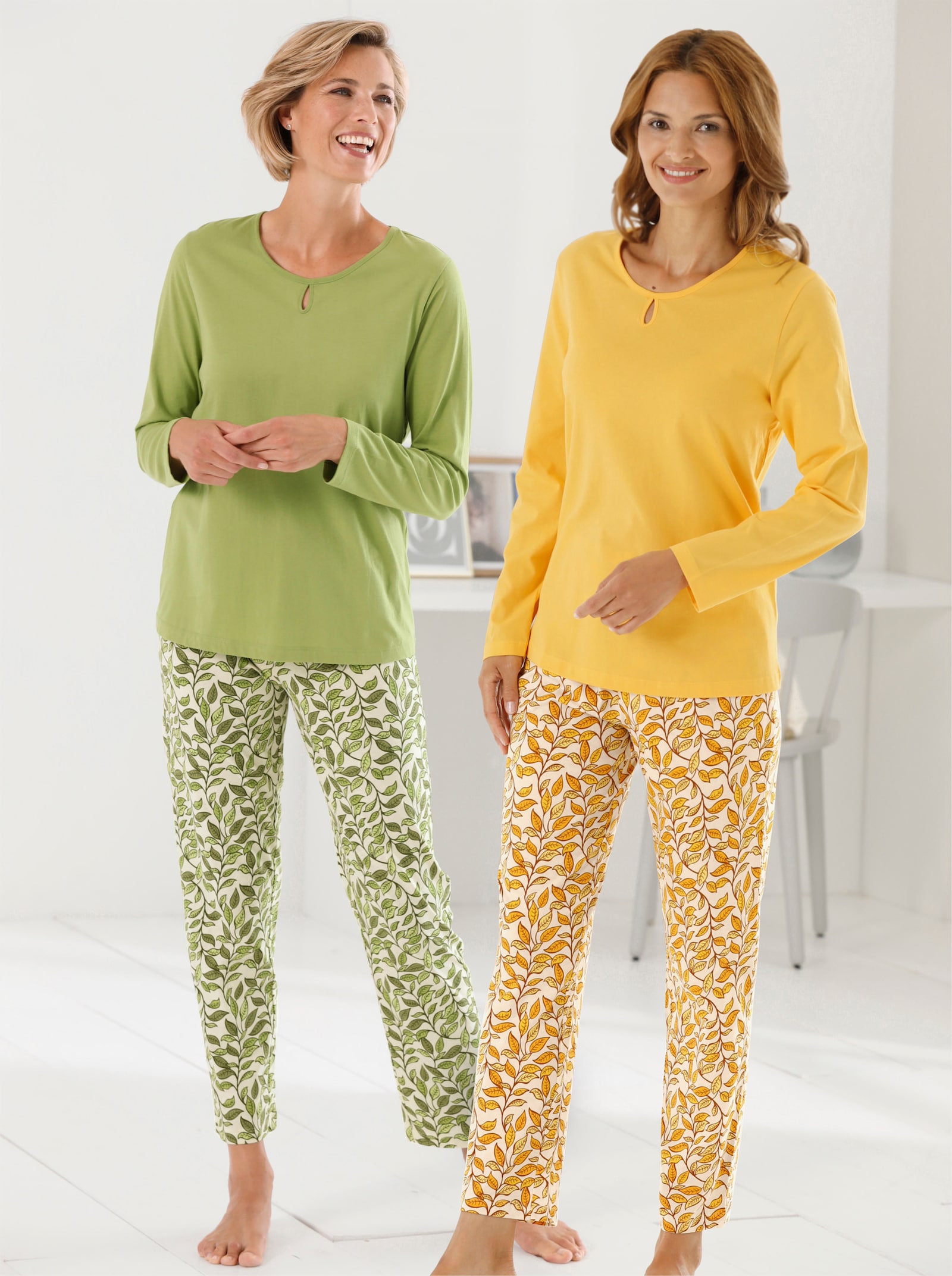 wäschepur Schlafanzüge in Single-Jersey-Qualität - kiwi + gelb