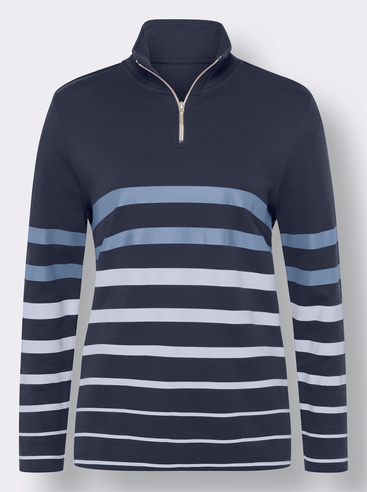 Sweatshirt - marine/wit gestreept