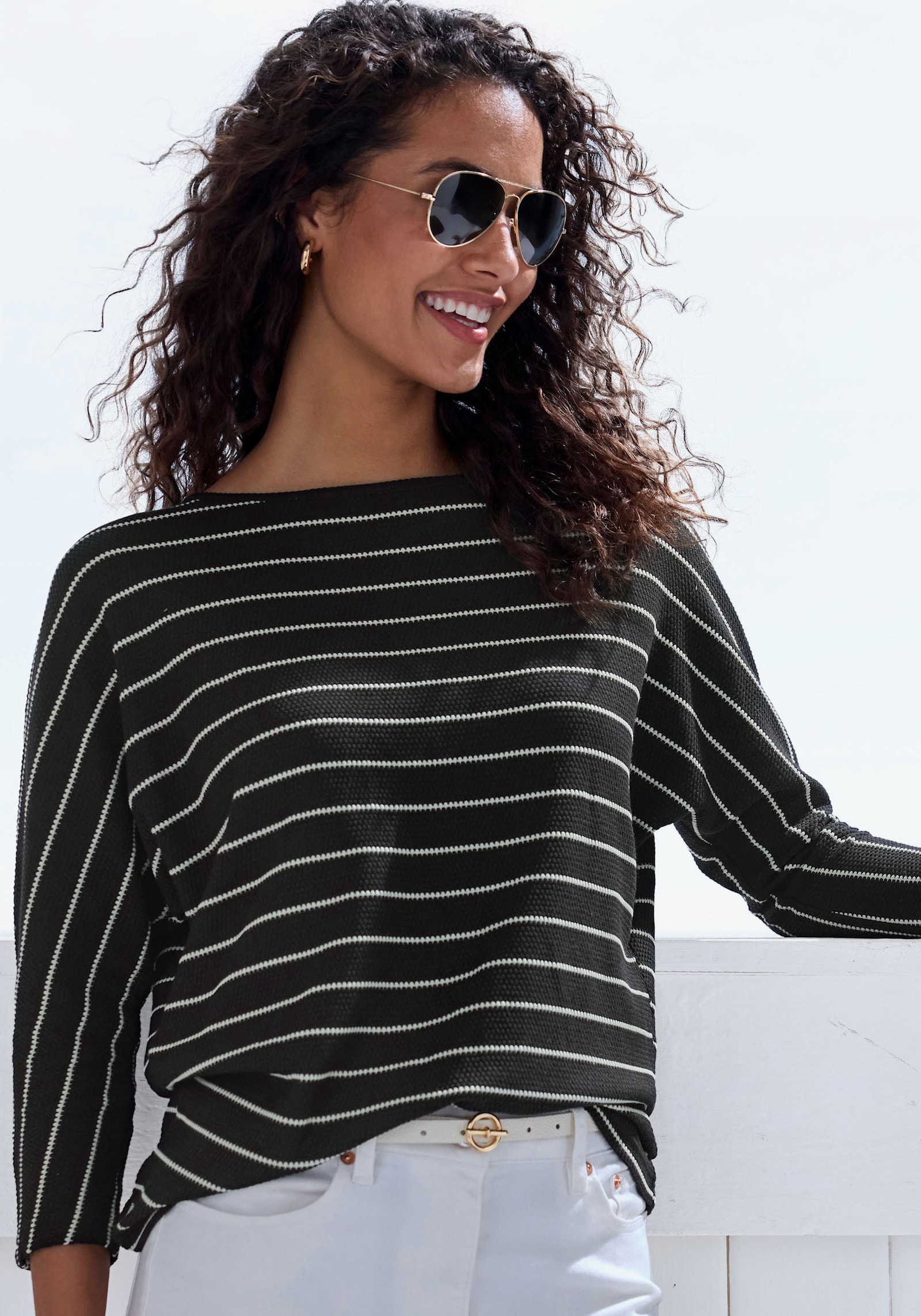 Vivance 3/4-Arm-Shirt - schwarz, weiß