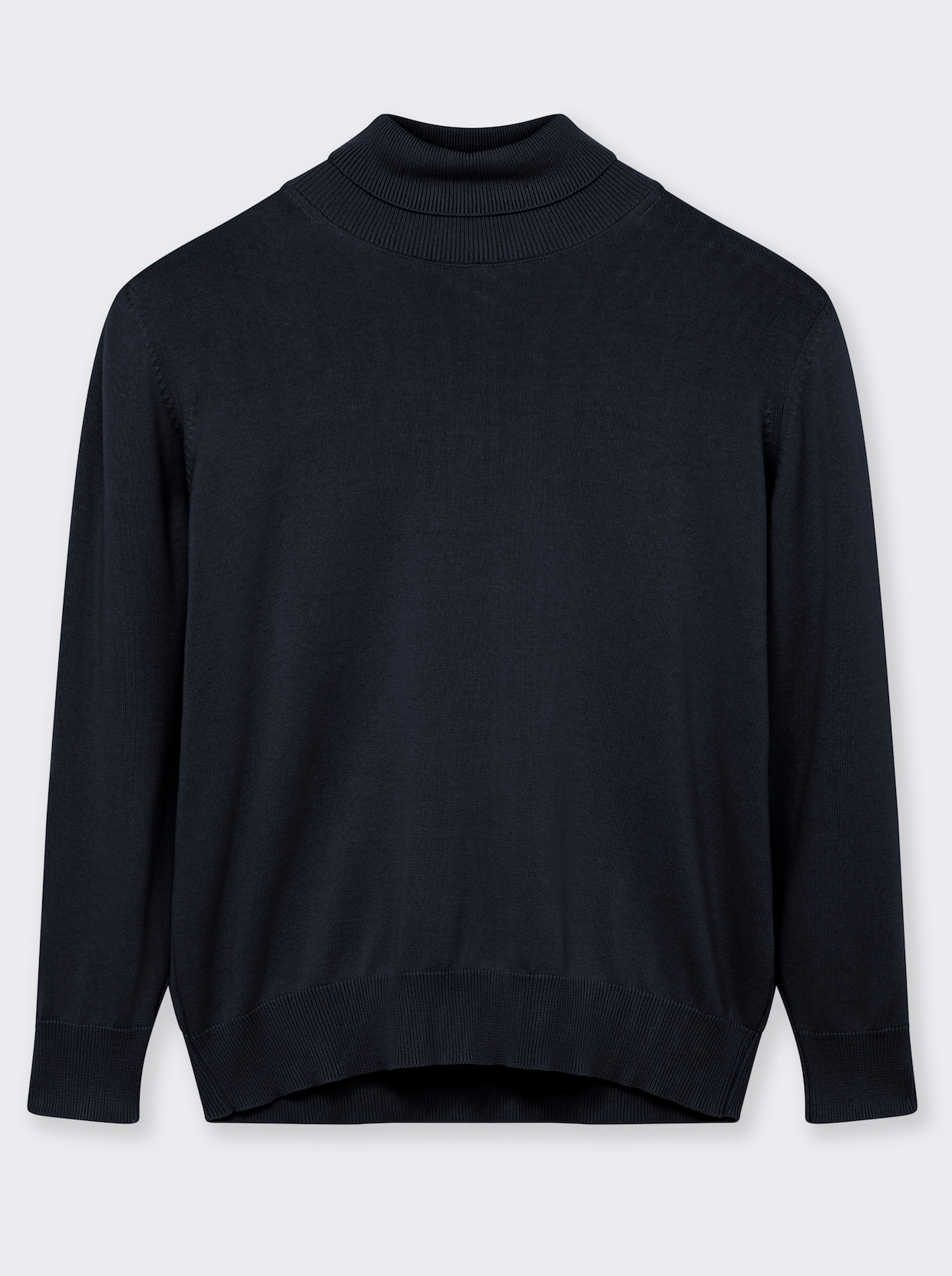 Rollkragenpullover aus reiner Baumwolle - marine