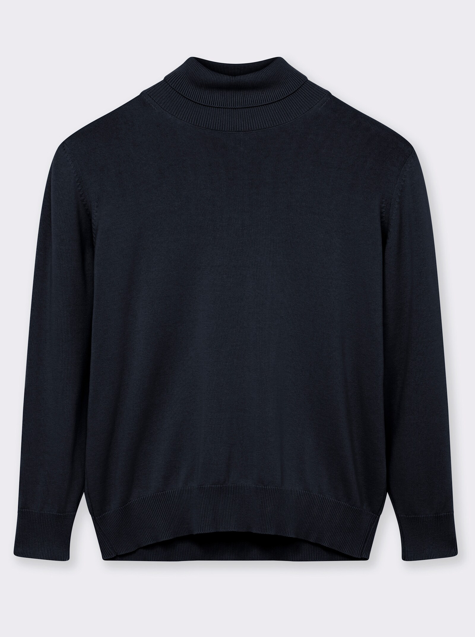 Rollkragenpullover aus reiner Baumwolle - marine