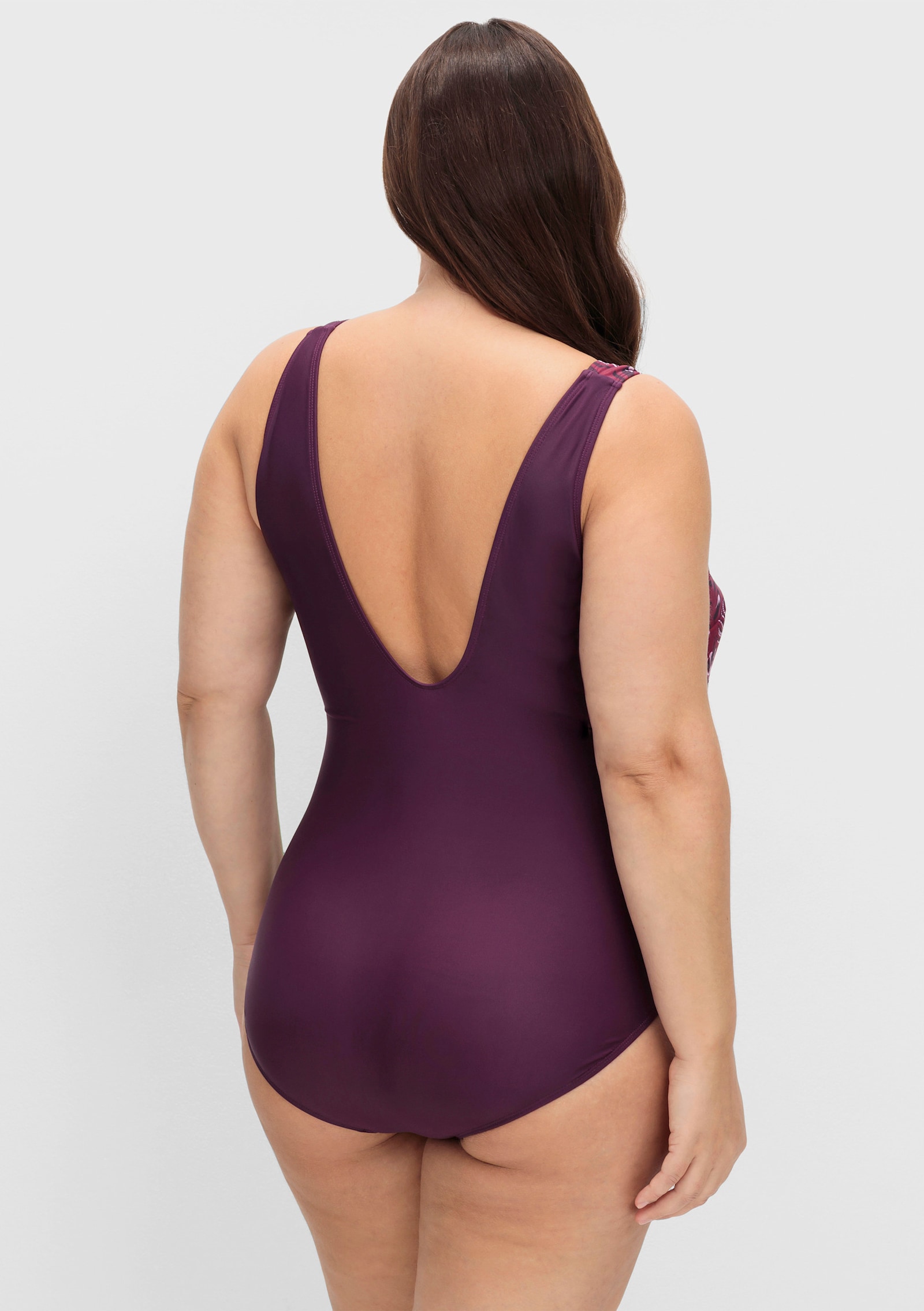 sheego by Joe Browns Badeanzug mit seitlichem Knoten - beere-gemustert