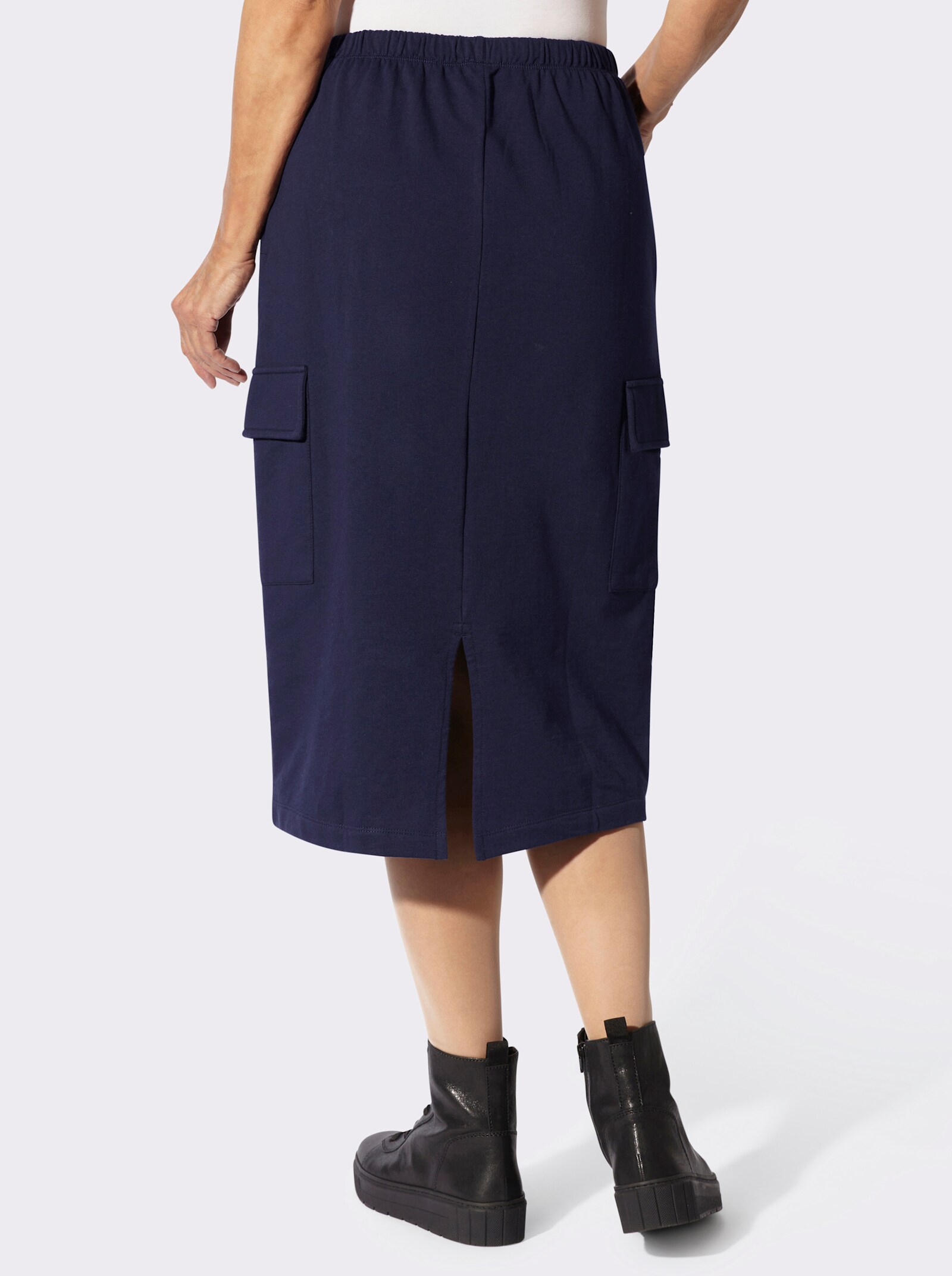 Sweatrock mit aufgesetzten Pattentaschen - marine