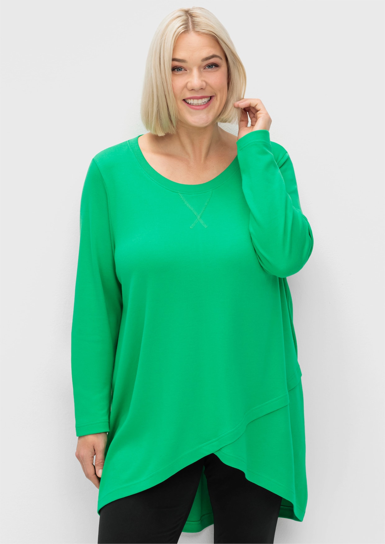 sheego Shirt met lange mouwen - grasgroen