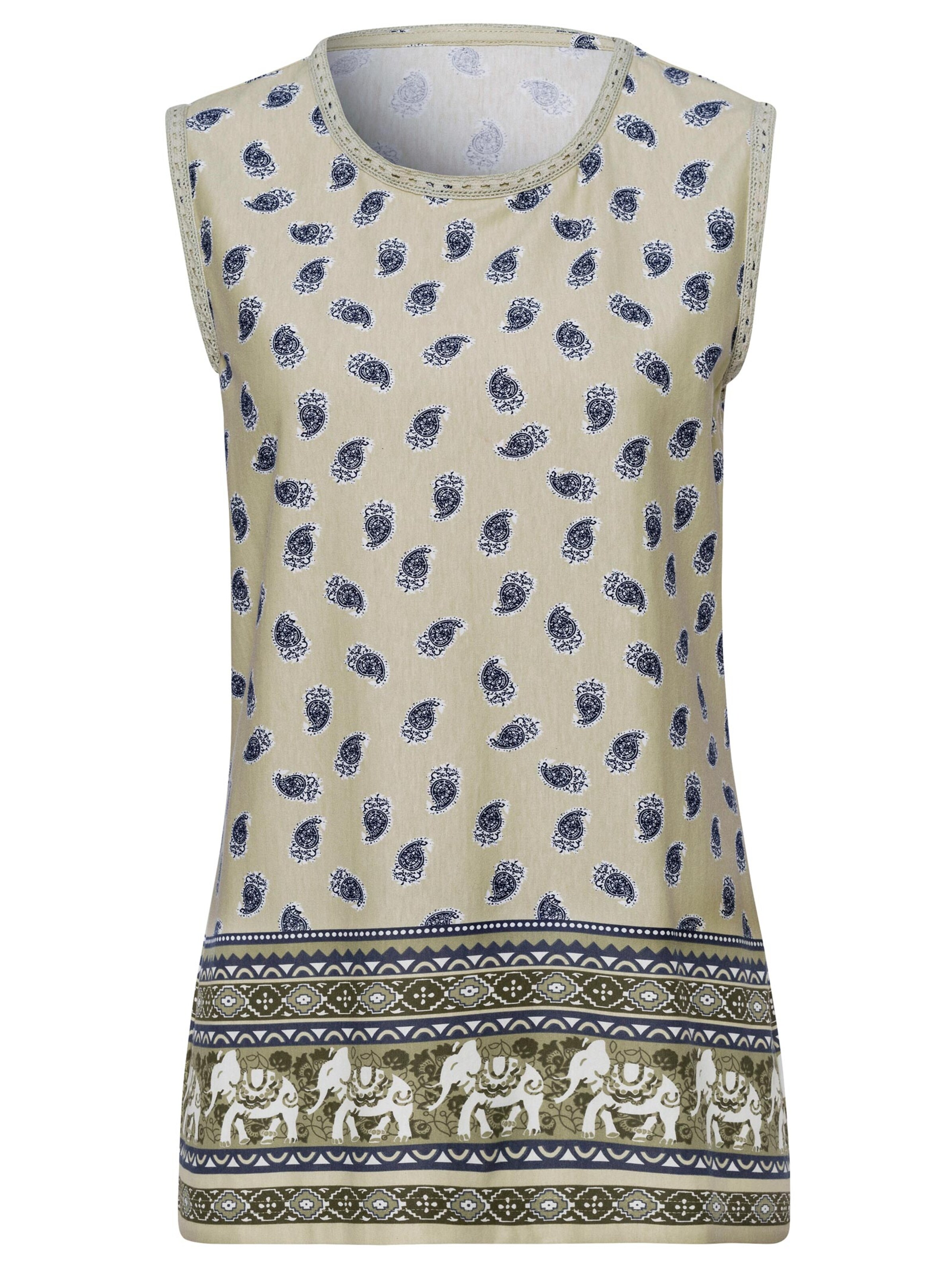 Shirttop - khaki-bedruckt