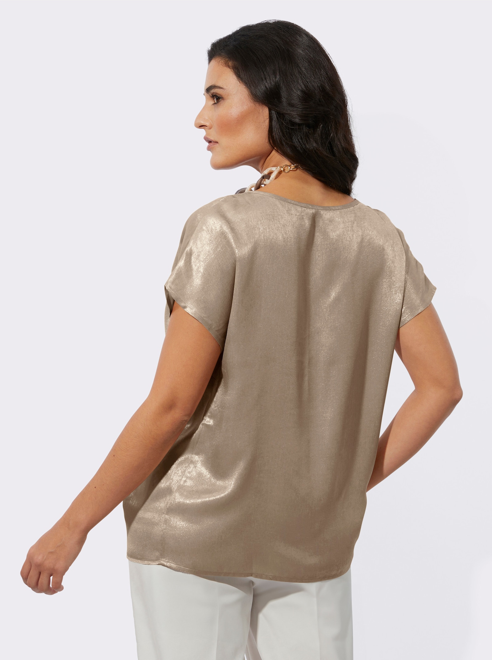Comfortblouse met metallic coating - goudkleur