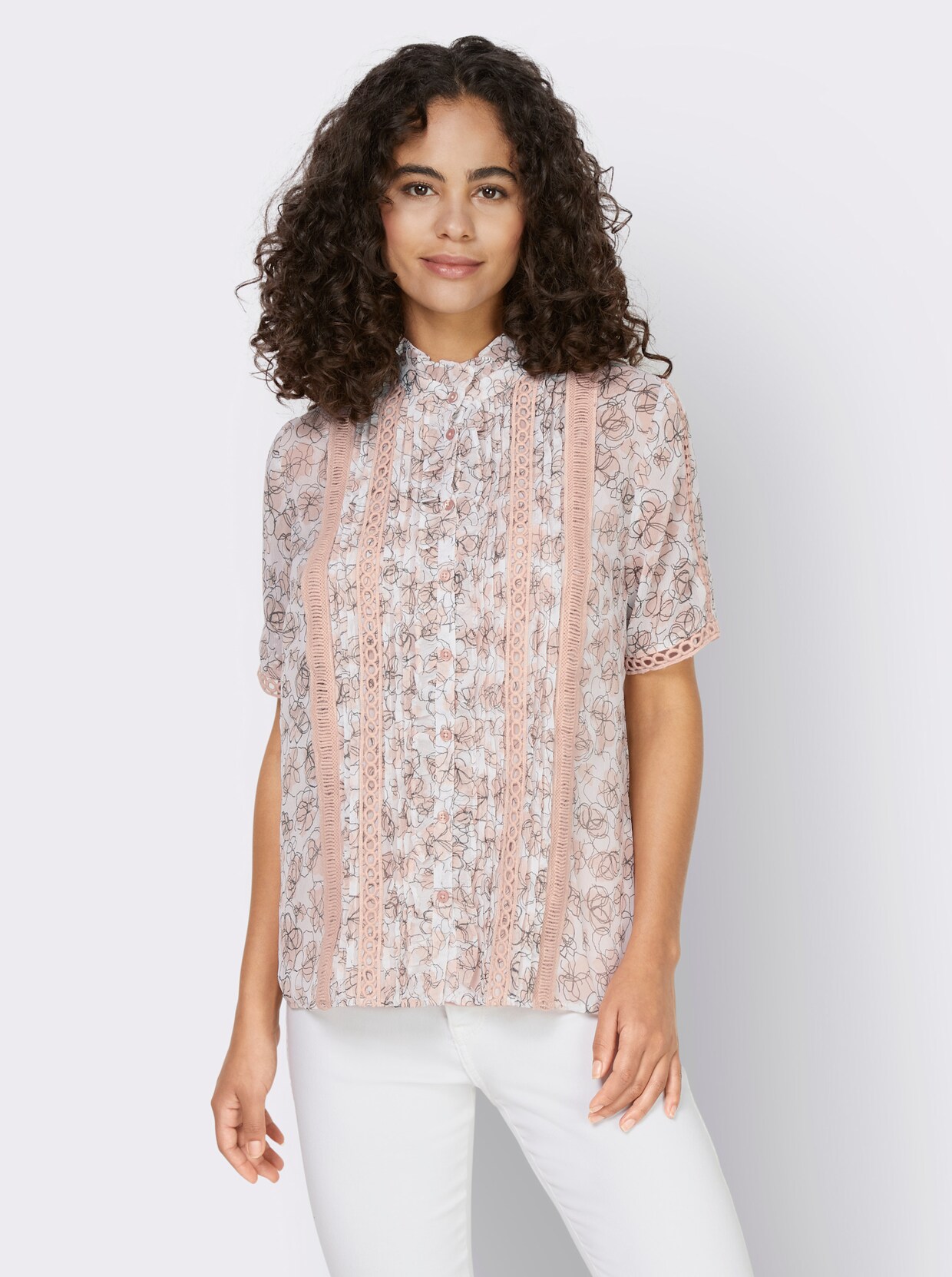heine Druckbluse - ecru-puder-bedruckt