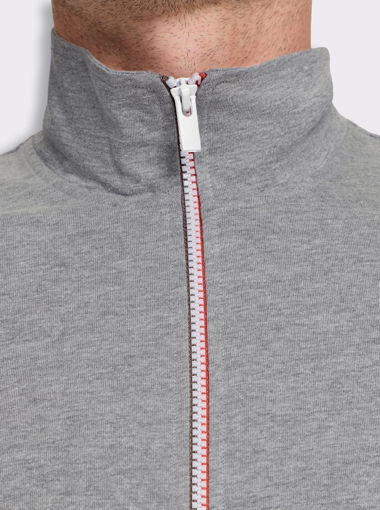 Catamaran Sports Sweatjacke mit Kontrast-Reißverschluss - grau-meliert
