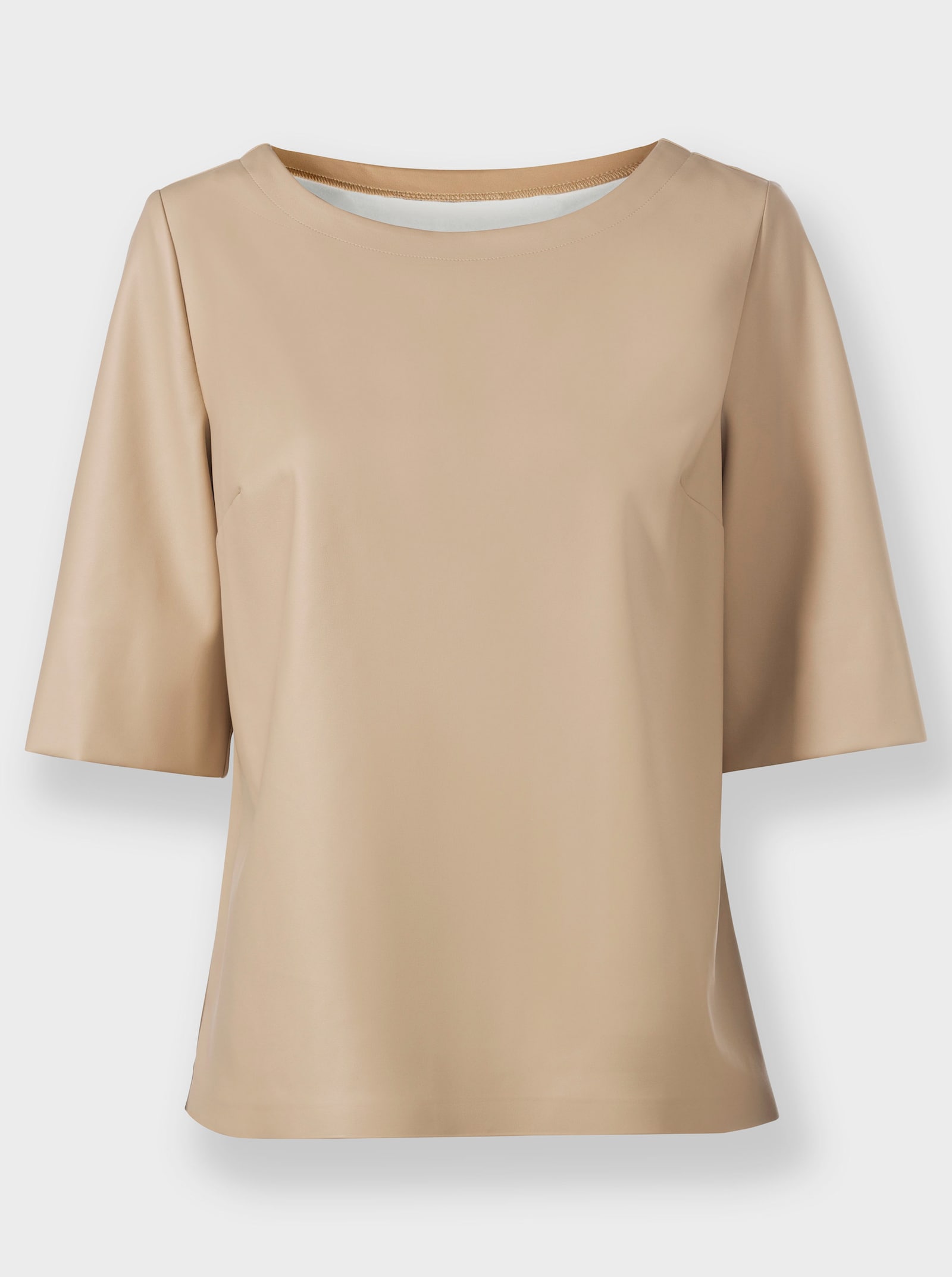 heine Blusenshirt aus Leder-Imitat - beige