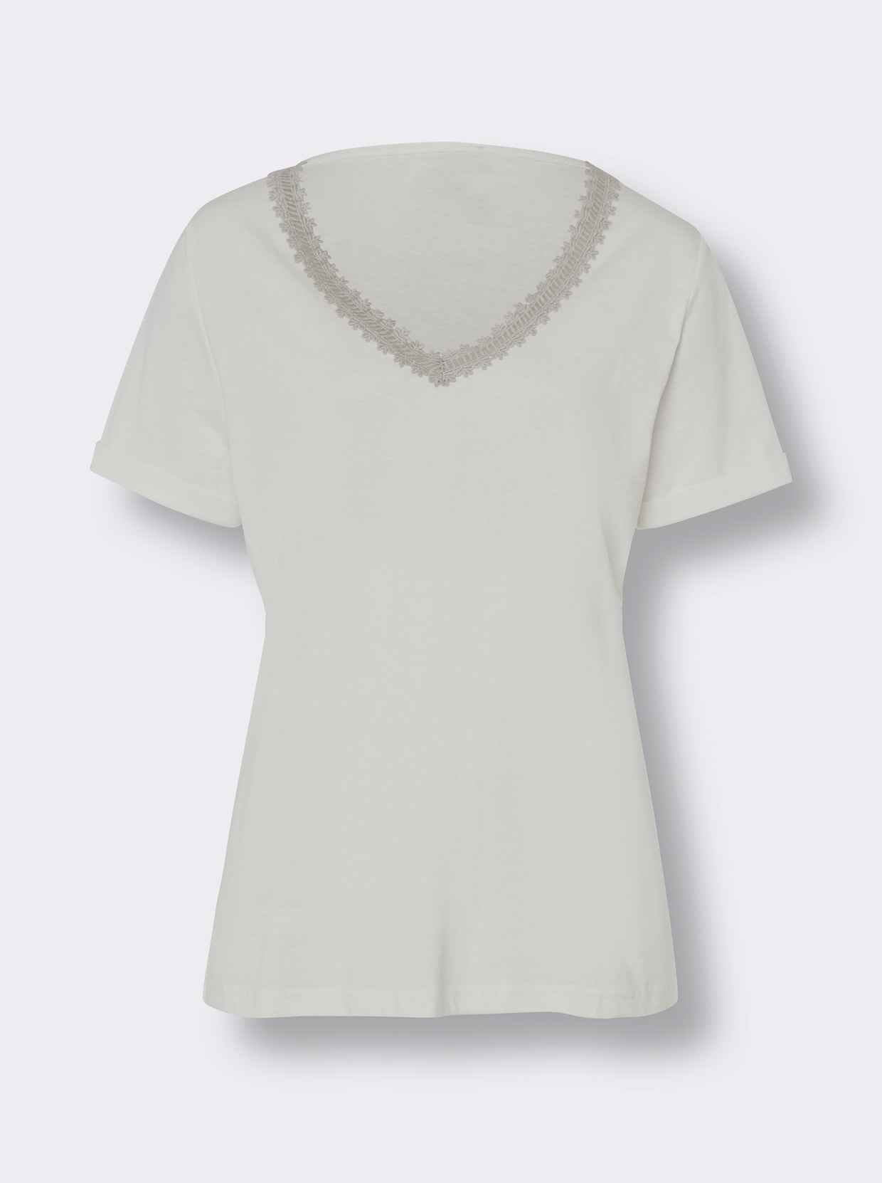 heine Shirt met V-hals - ecru