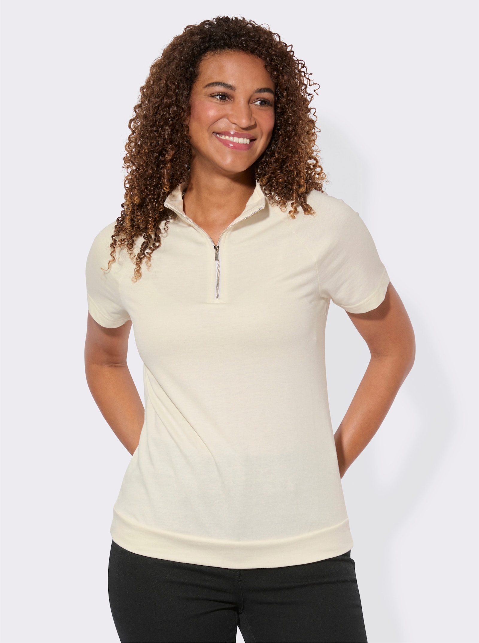 Sweatshirt mit überschnittenen Schultern - champagner