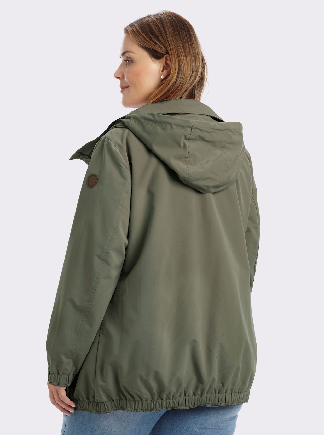 Freizeitjacke mit Lederimitat-Paspeln - khaki