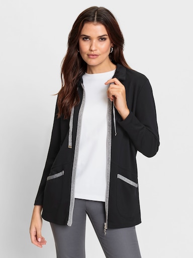 Shirtjacke mit Glitzer-Effekten - schwarz