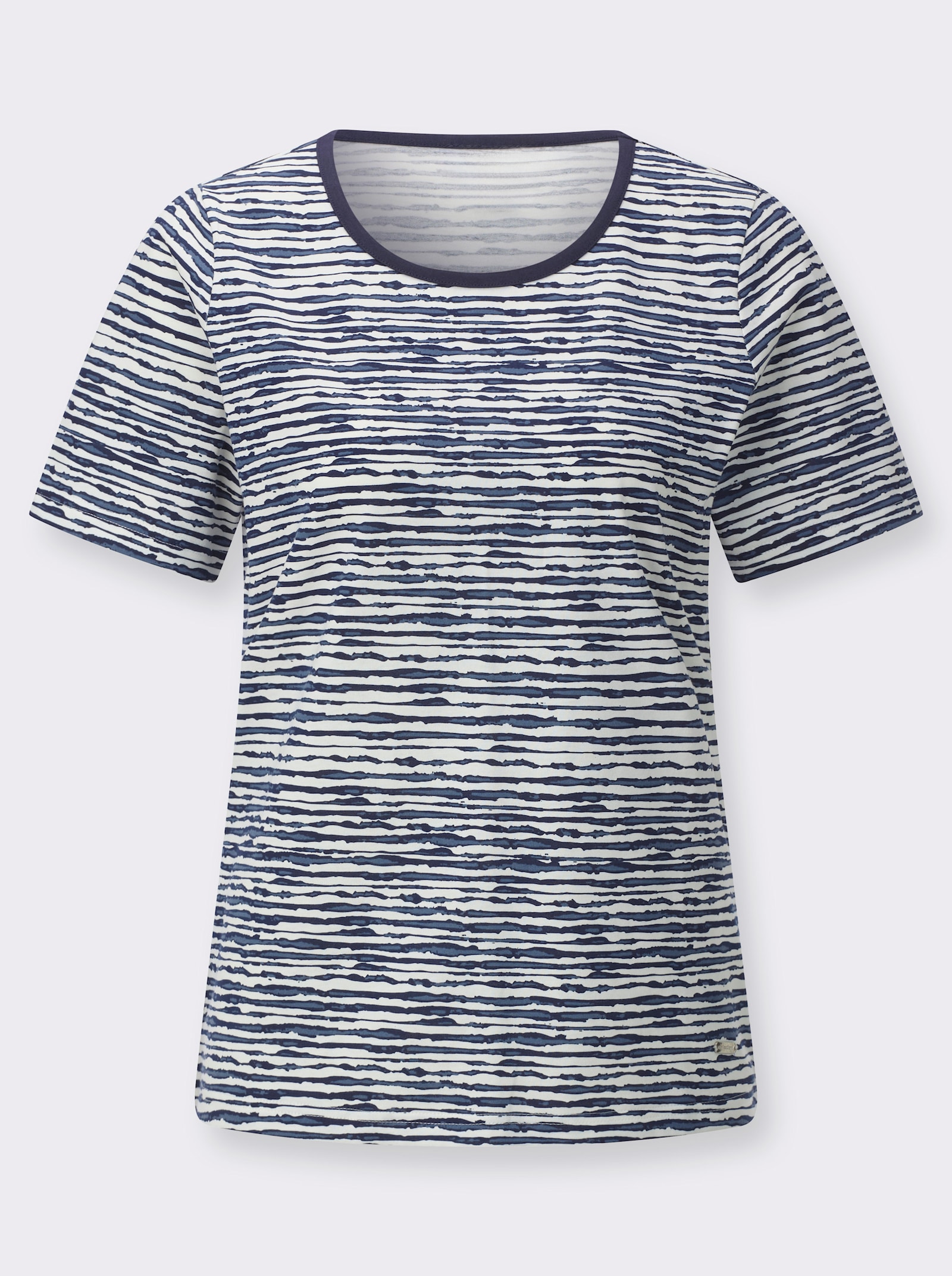 T-Shirt im Ringelmuster - marine-rauchblau-bedruckt