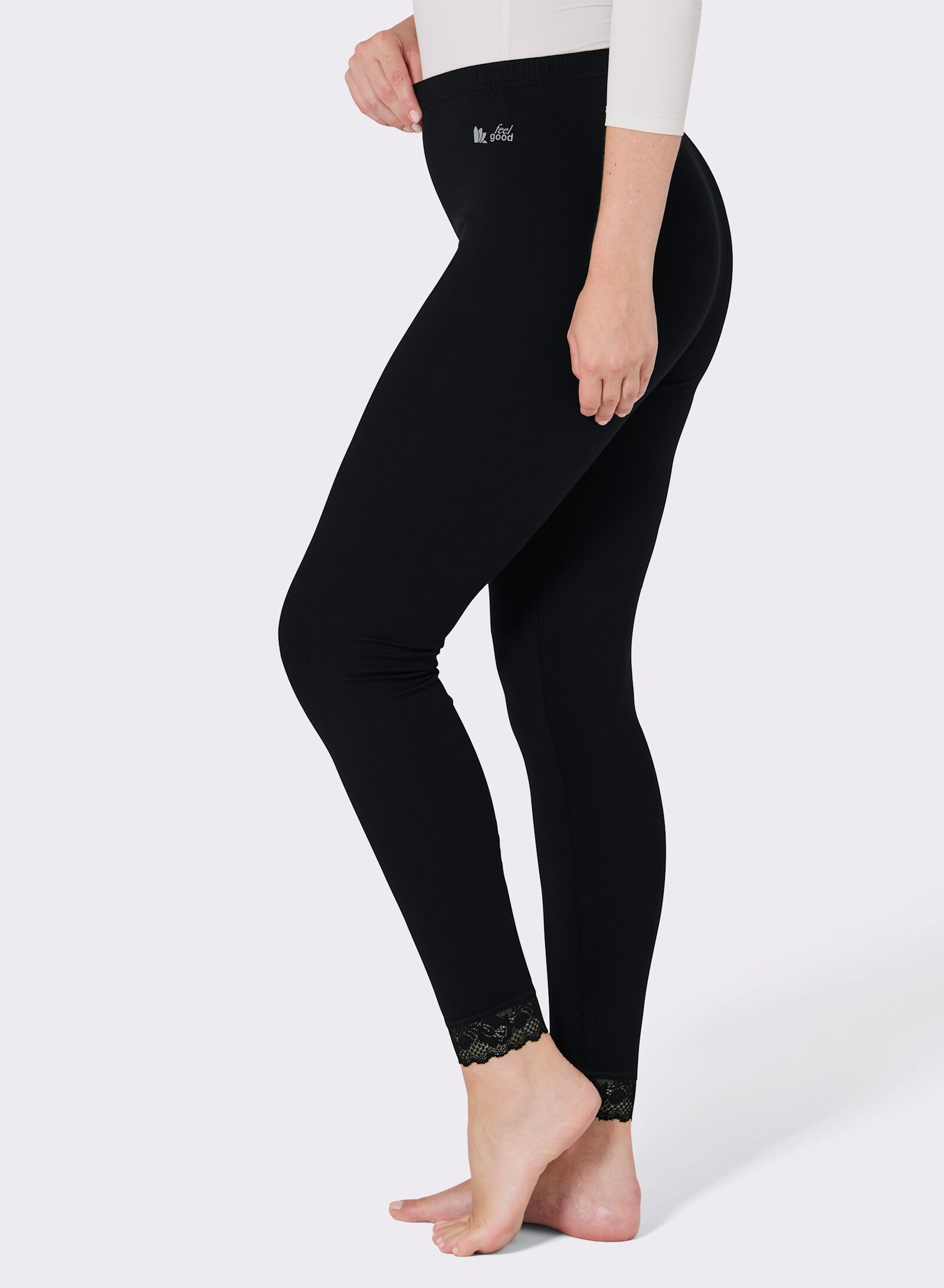 feel good Leggings - schwarz + grau-meliert