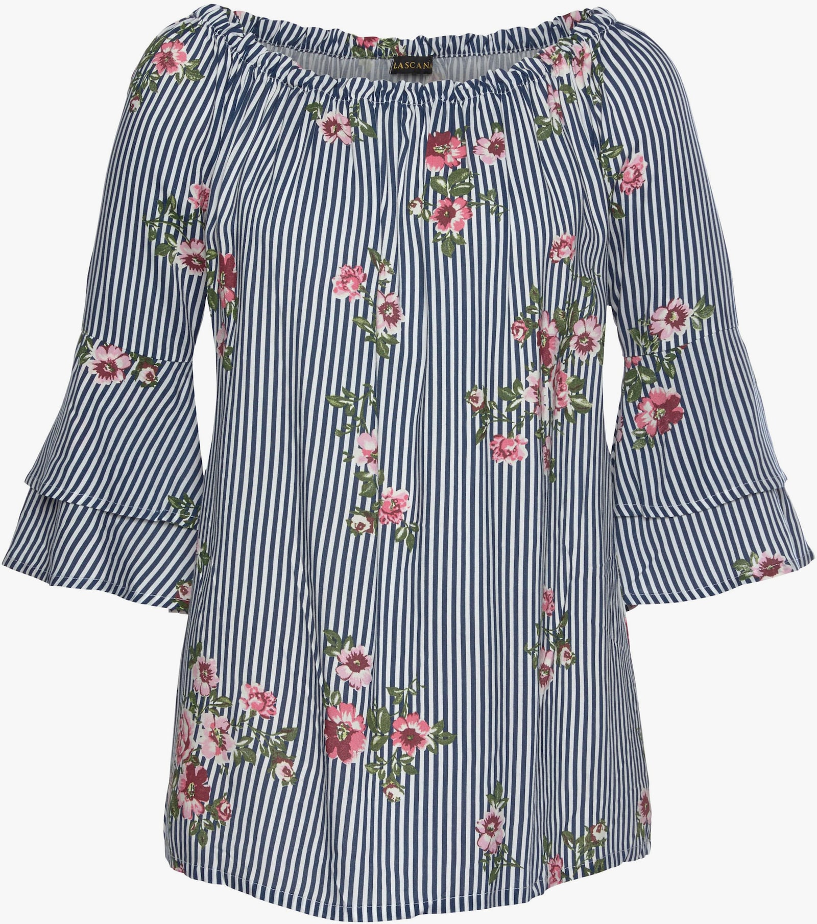 LASCANA chemisier Carmen - marine-blanc à rayures