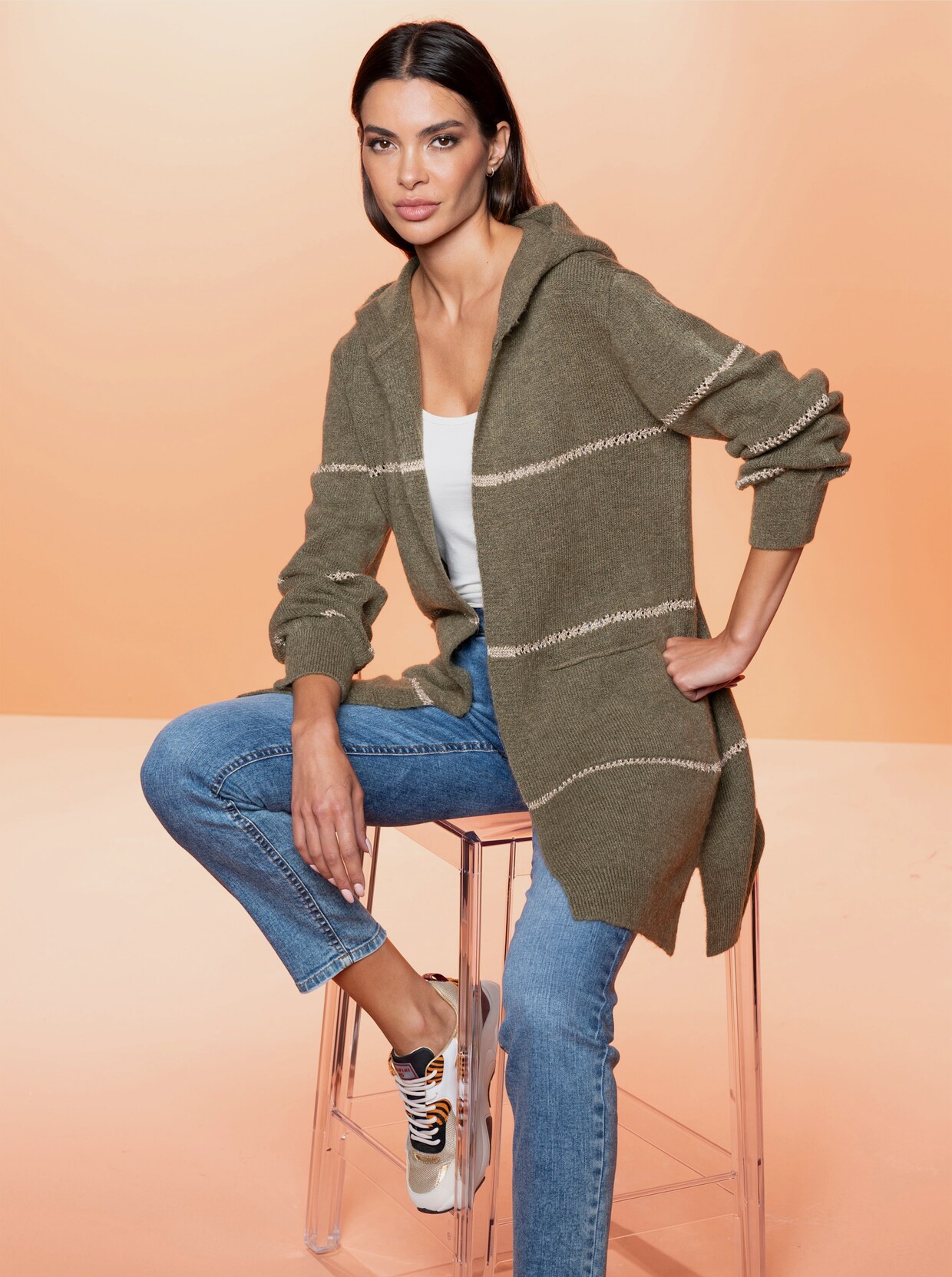 heine Strickjacke - oliv