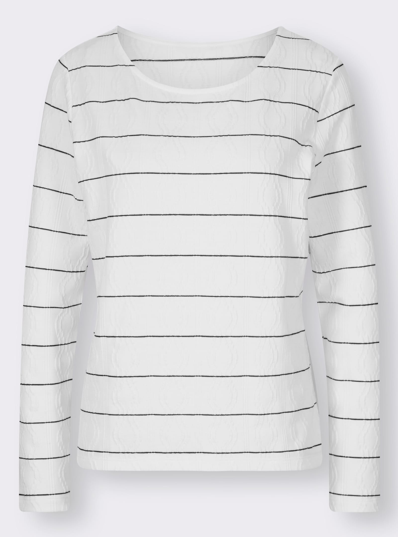 Langarmshirt im Jacquarddessin - weiß-schwarz-bedruckt