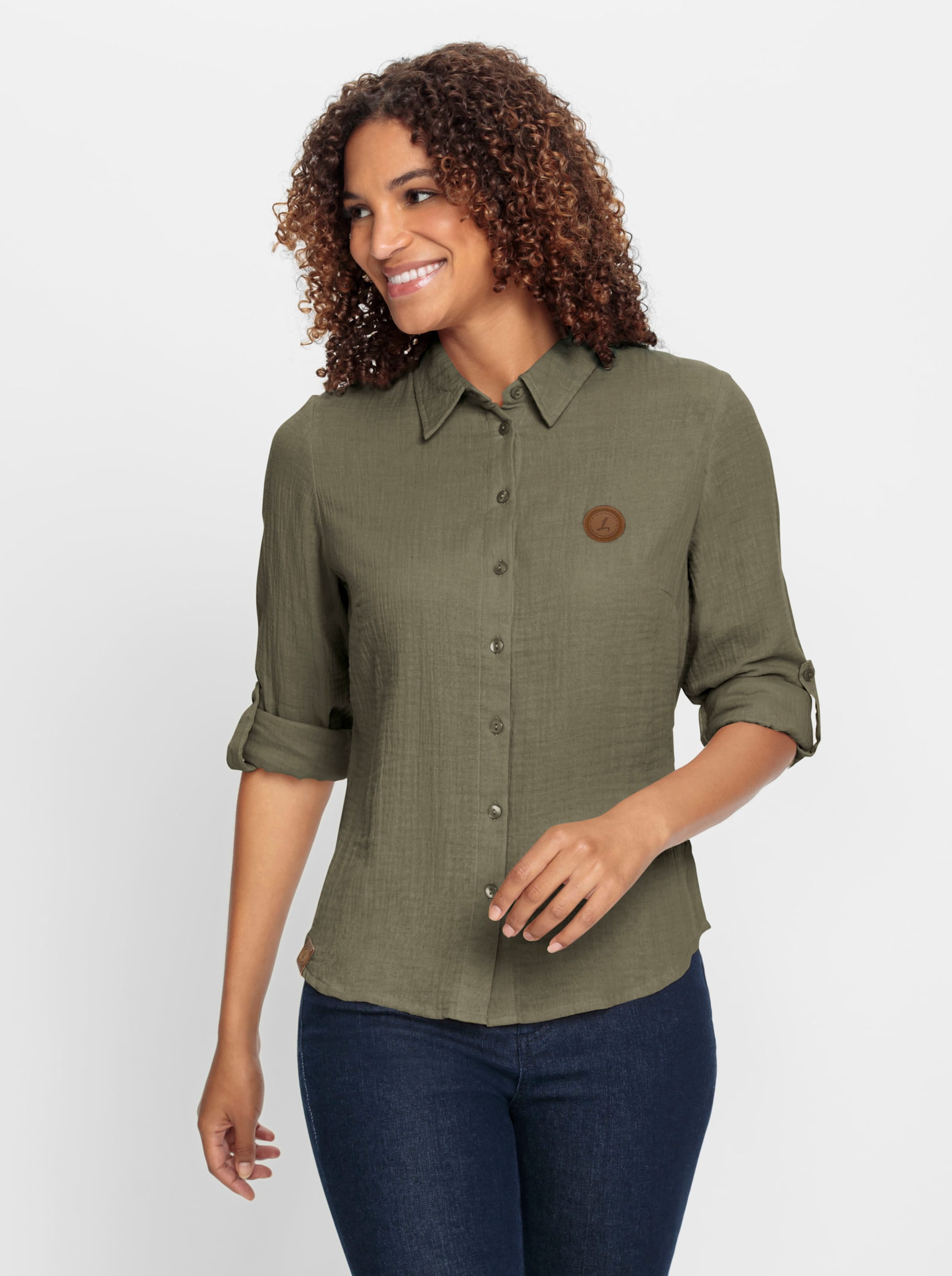 Khaki Baumwollbluse - Bild 3