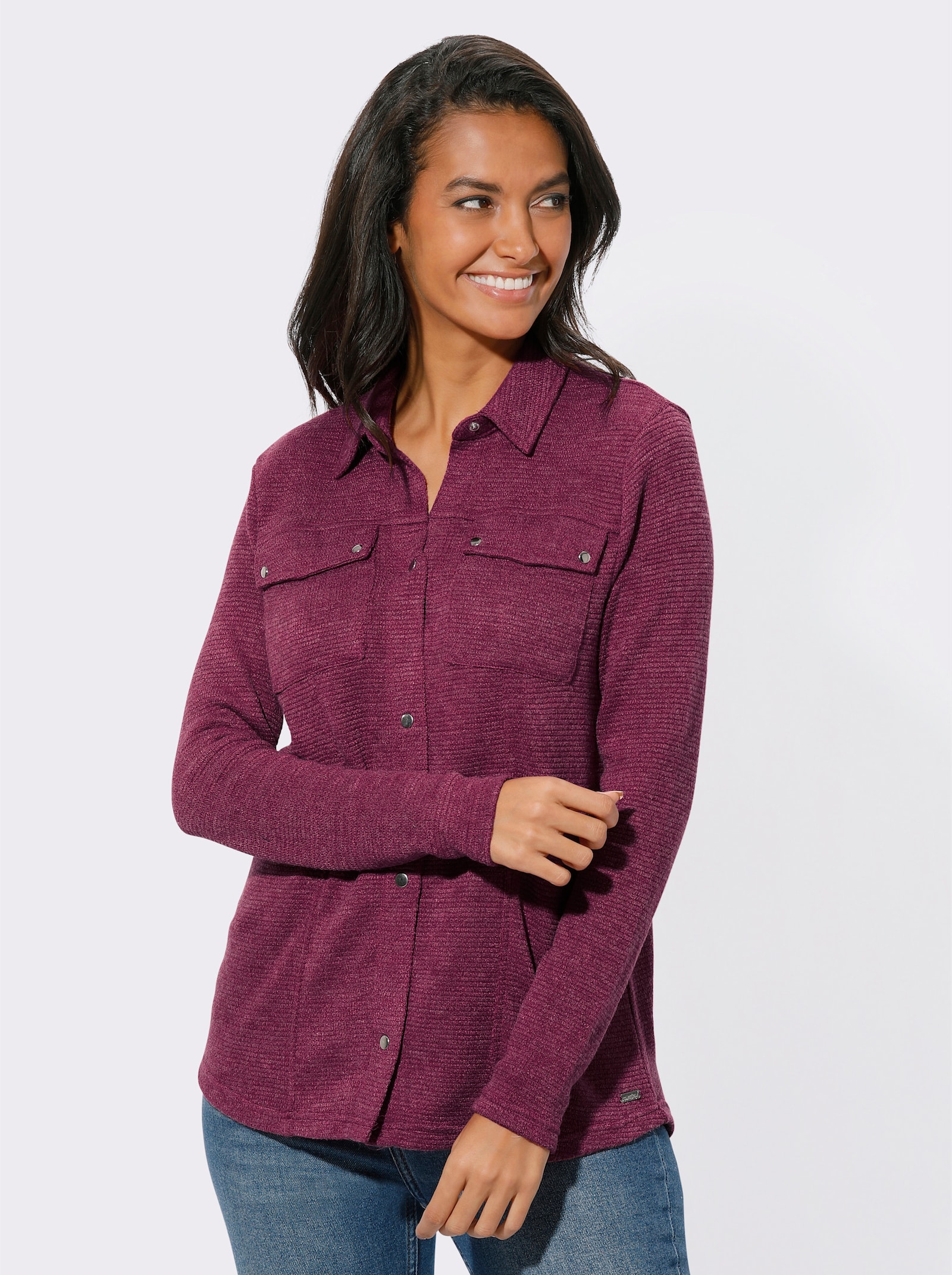 Shirtjacke mit Brusttaschen - malve