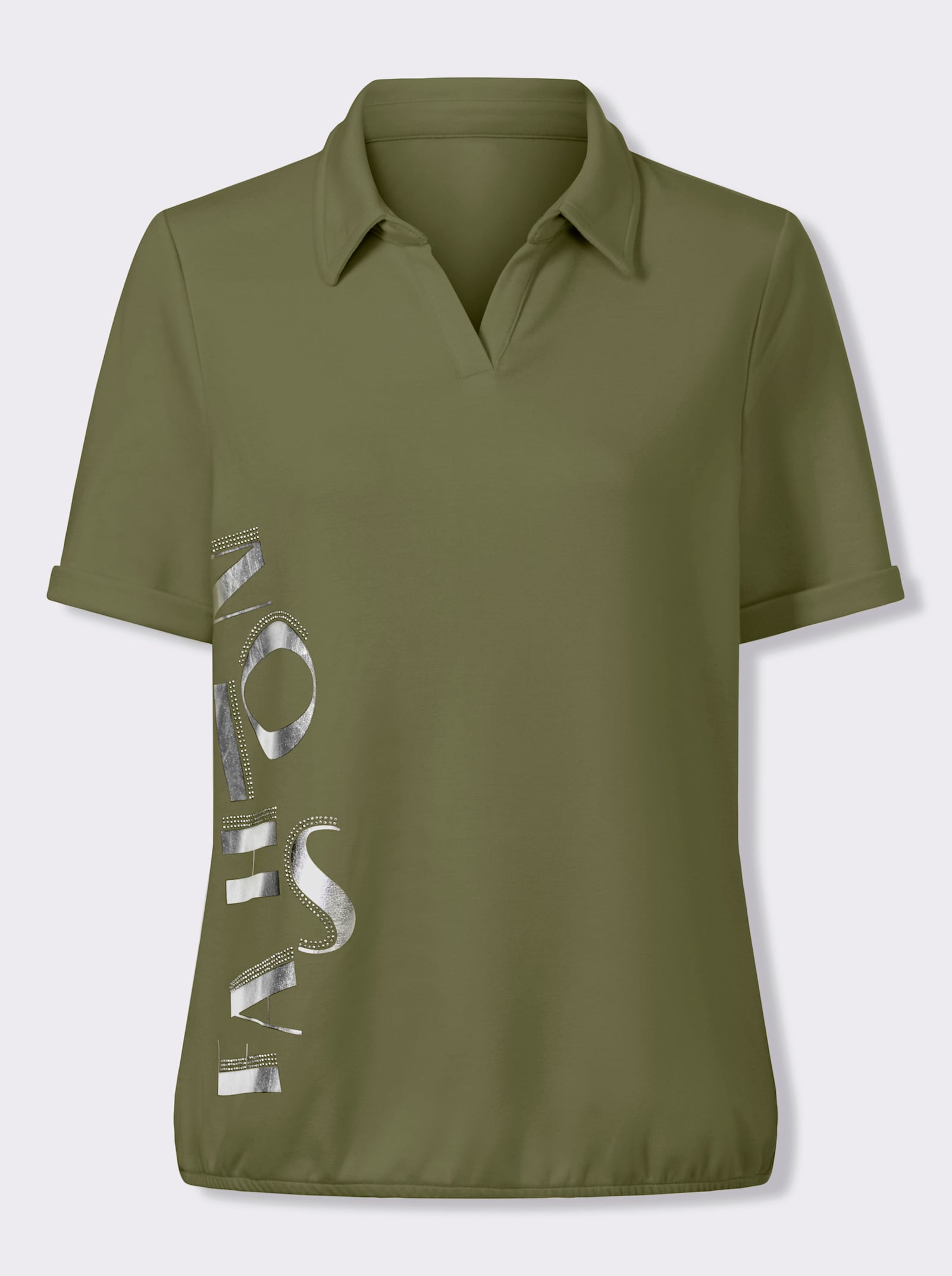 Sweatshirt mit Gummizug am Saum - oliv