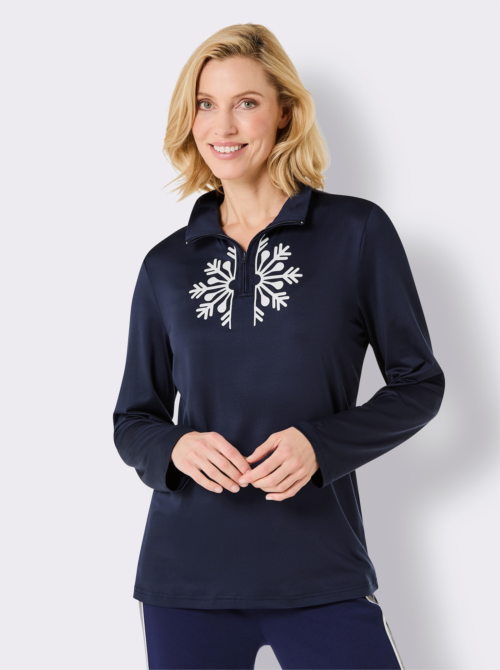 Catamaran Sports Functioneel shirt met sneeuwvlokkenprint - marine