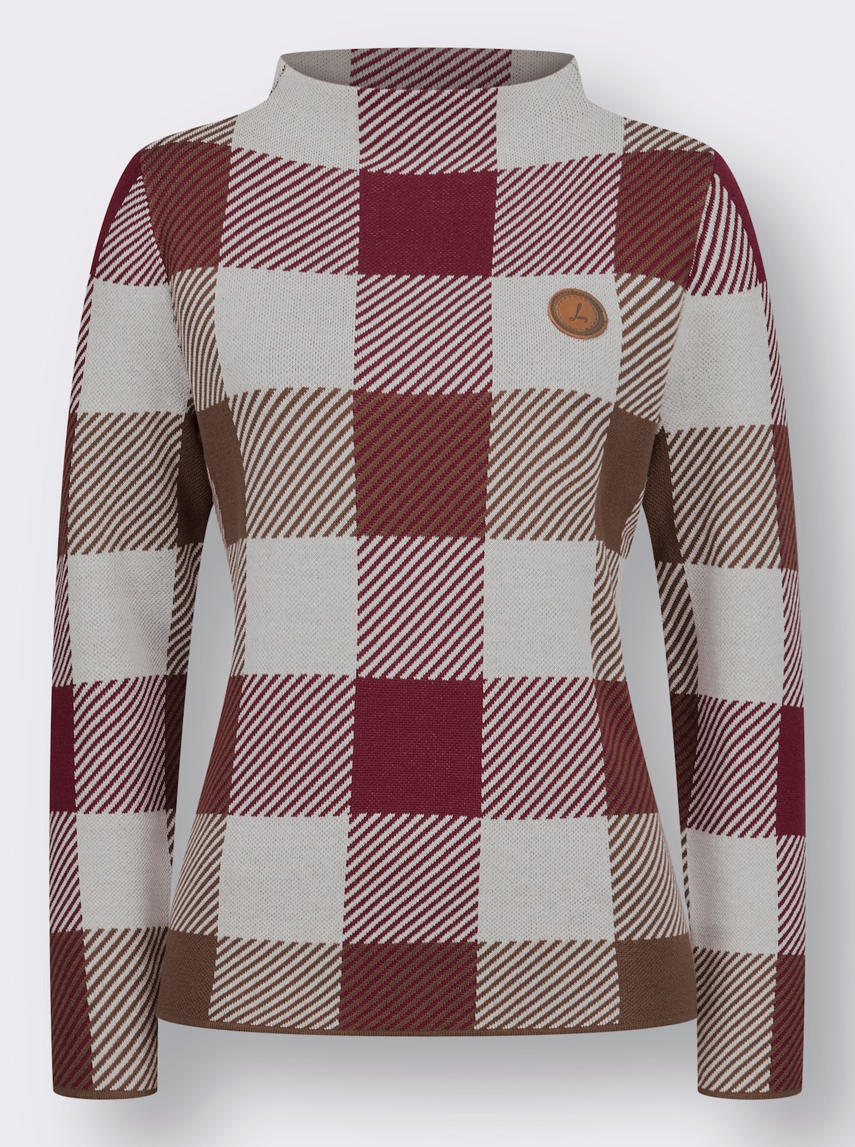 Pullover met lange mouwen - donkerrood/ecru gedessineerd