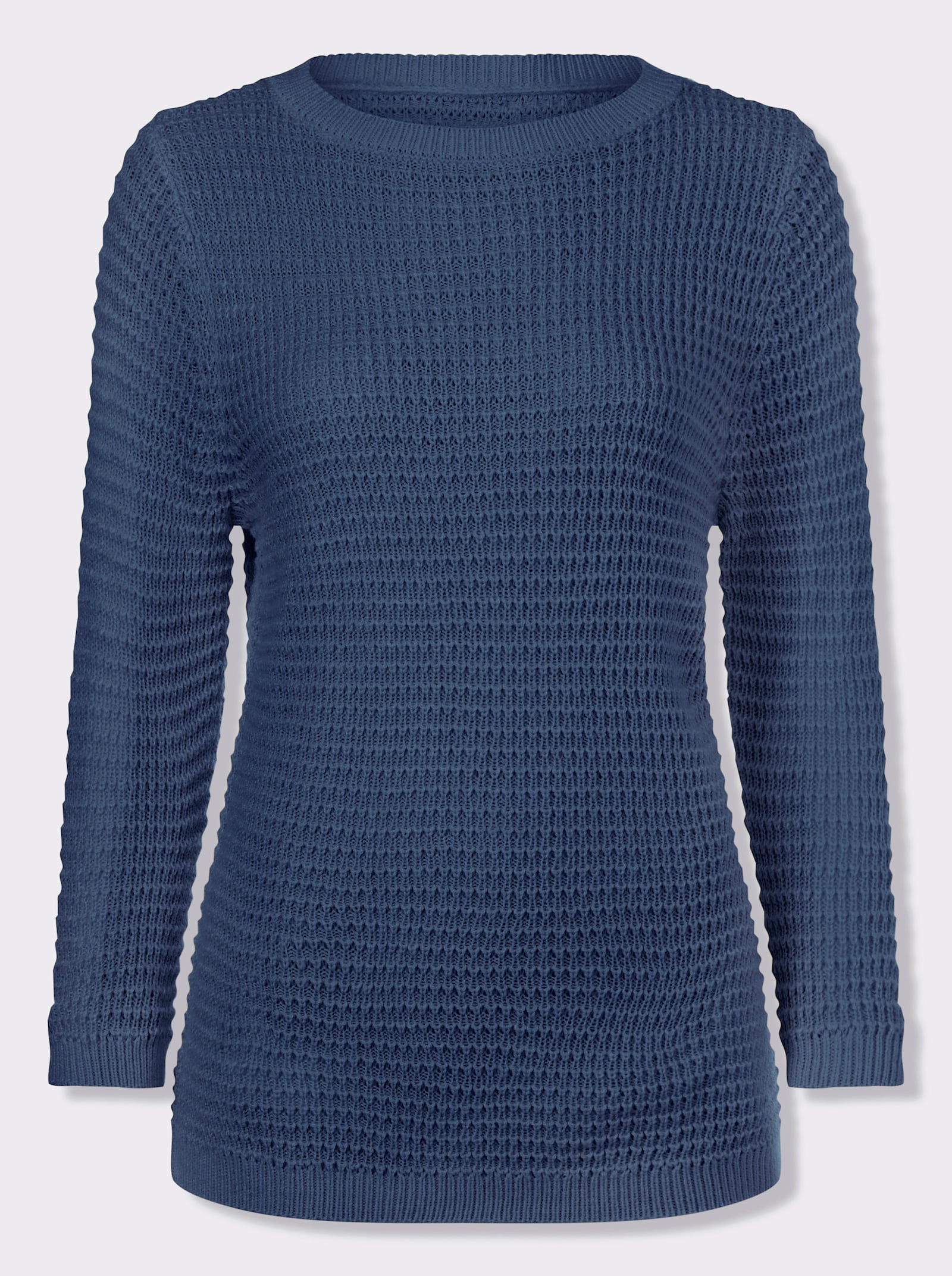 Pulóver s 3/4 rukávmi s lodičkovým výstrihom - džínsová modrá