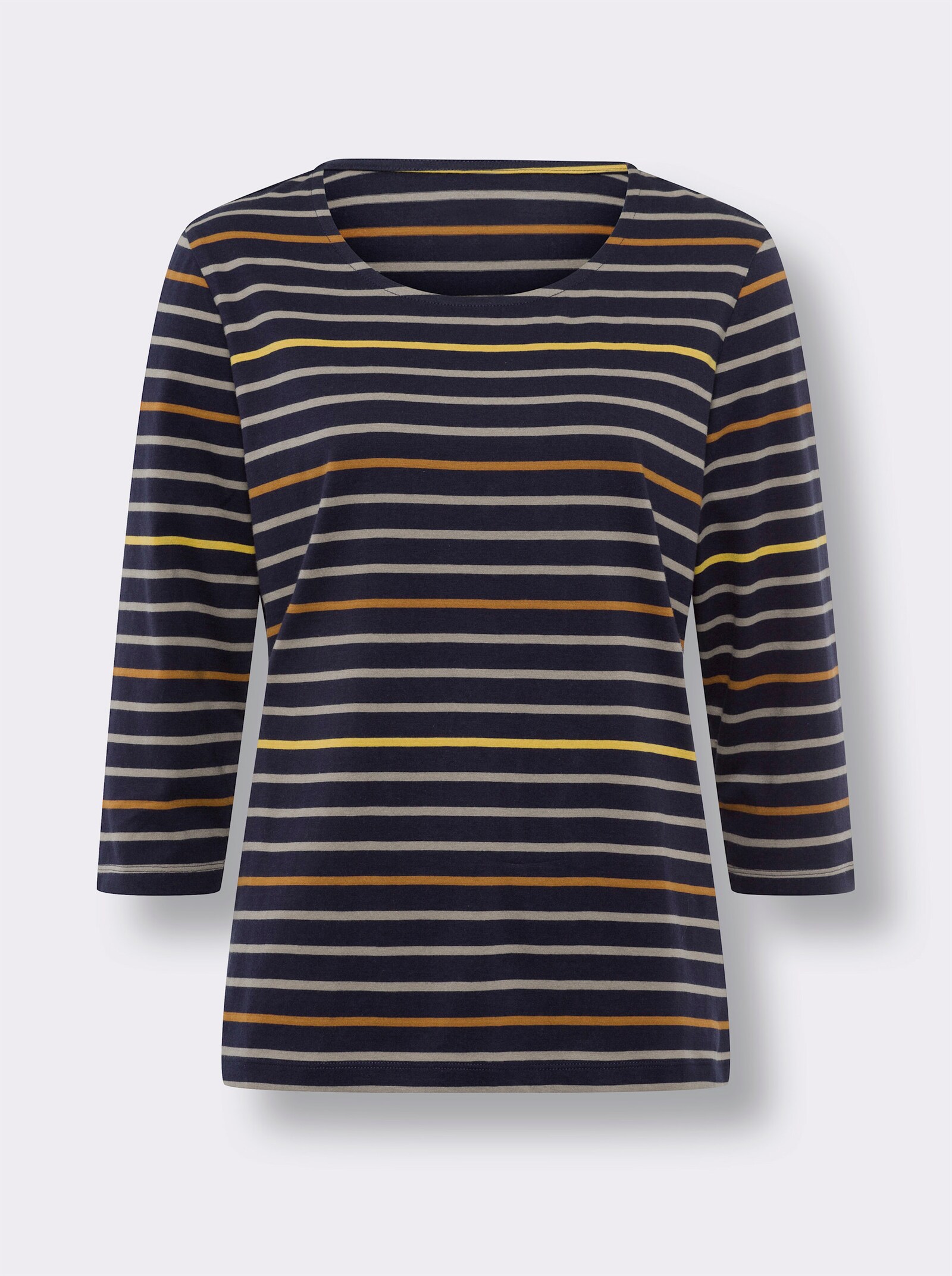 Gestreept shirt met 3/4-mouwen - marine/oker gestreept