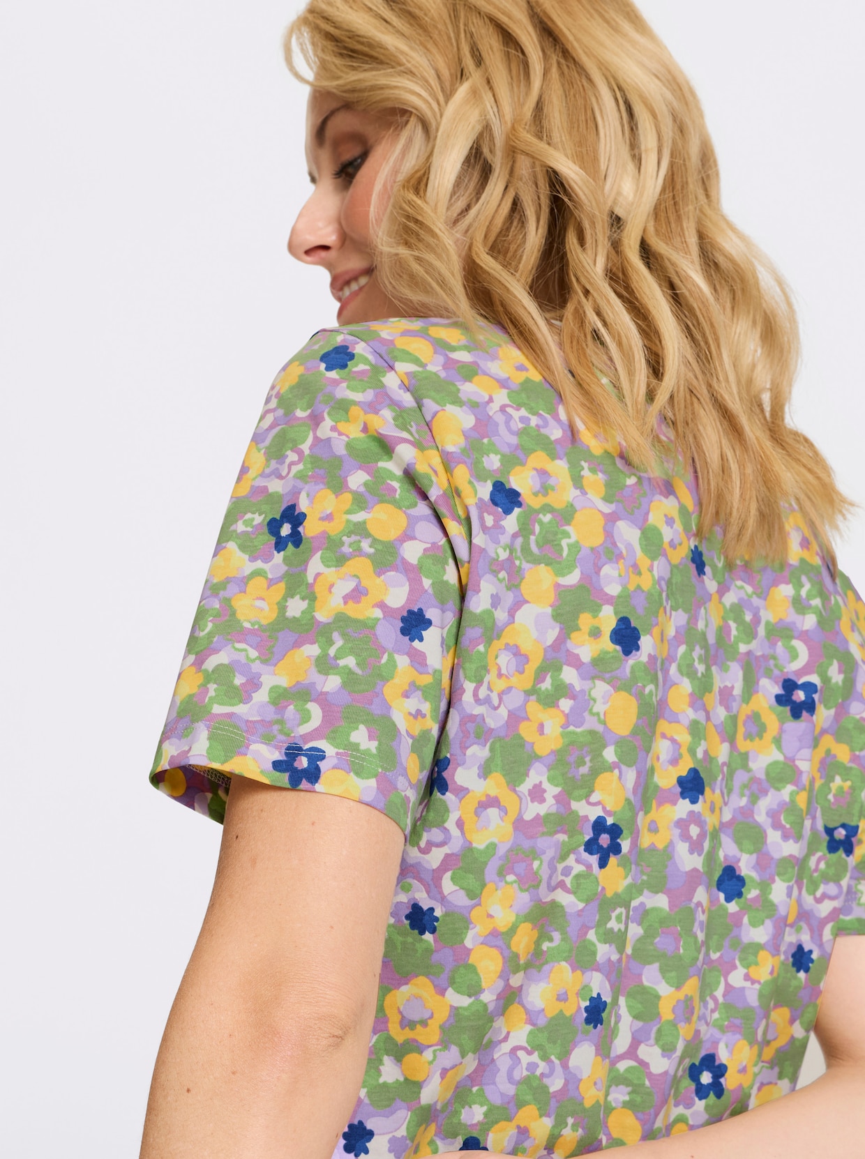 Kurzarmshirt - orchidee-reseda-bedruckt