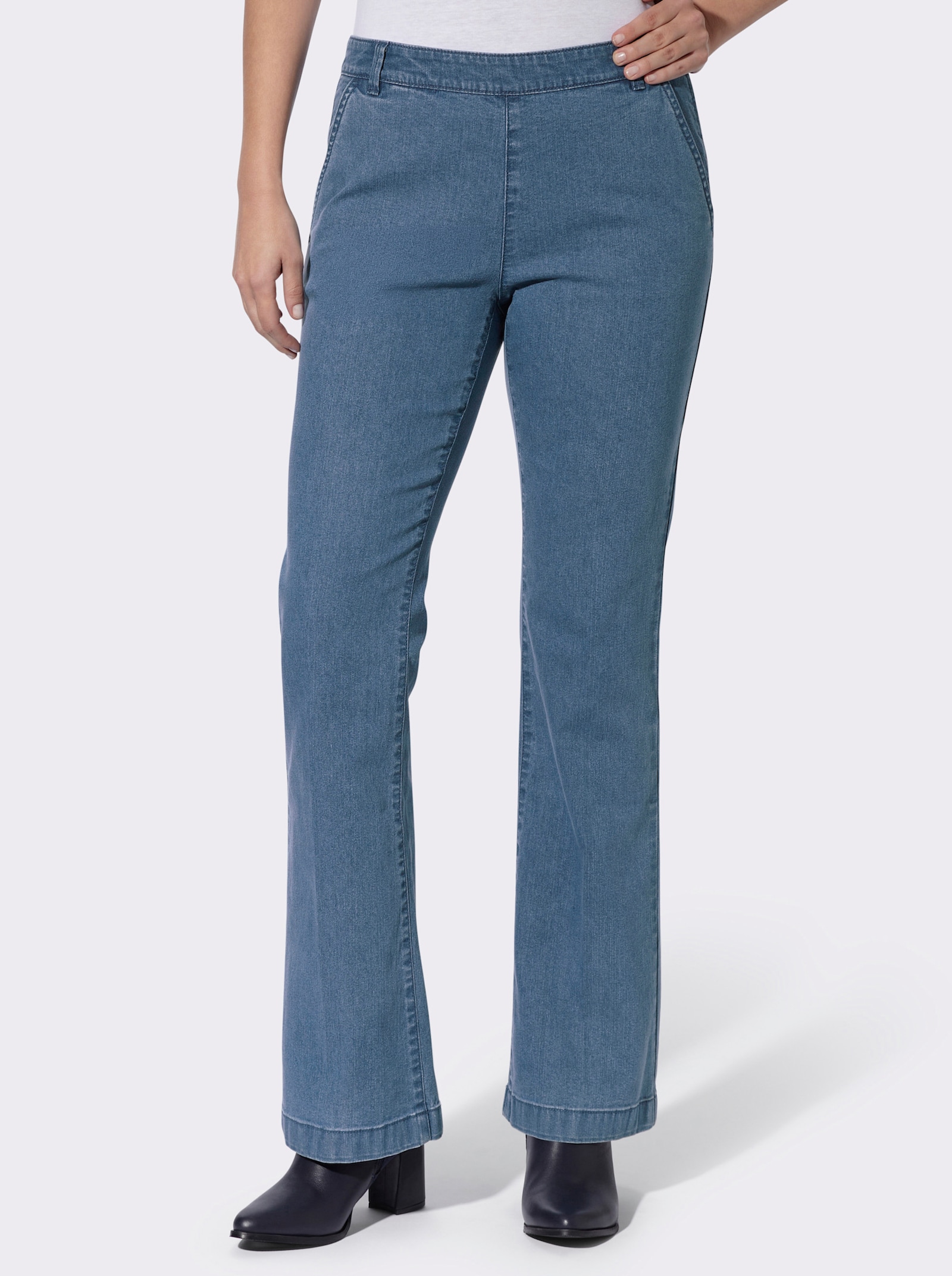 Jeans mit seitlichen Reißverschlüssen - blue-bleached